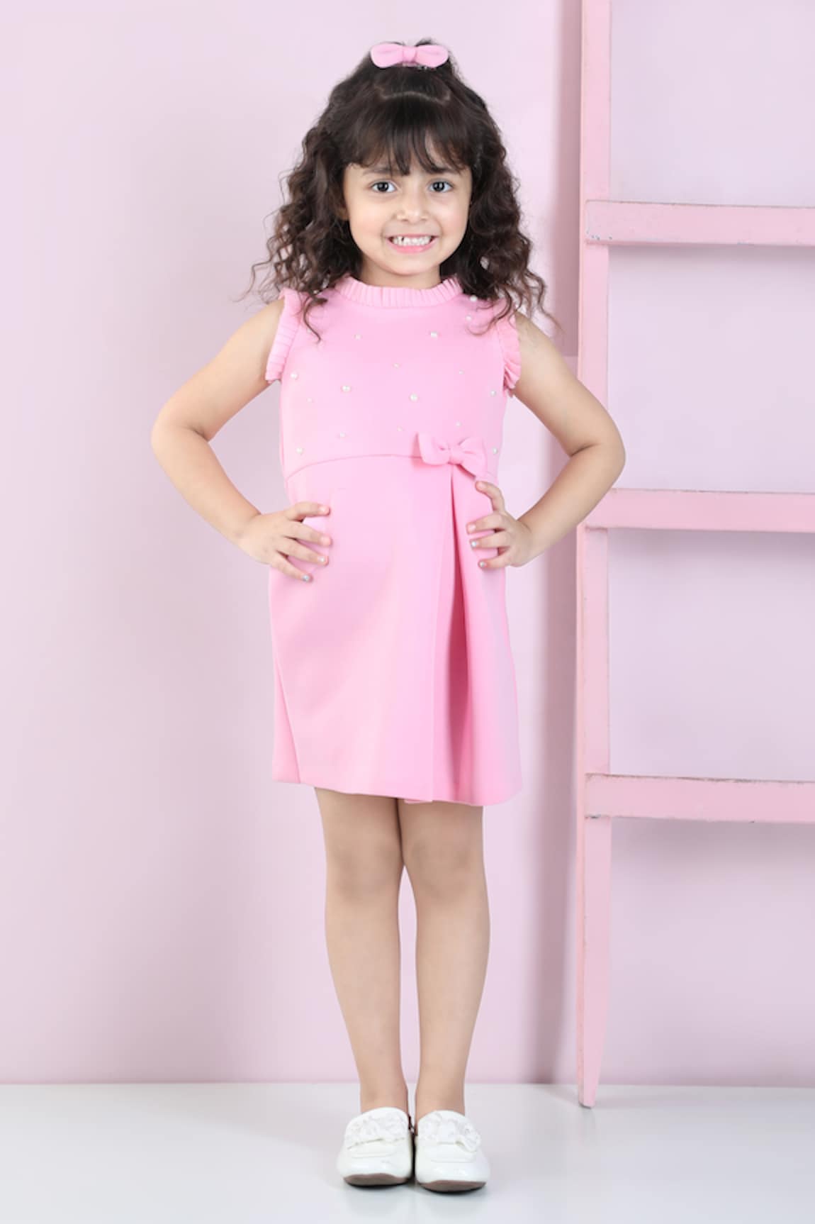 The little celebs Pearl Embellished Yoke Dress