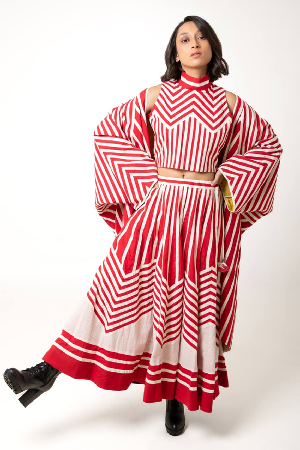 KA-Sha Aloma Cotton Vertical Stripe Pattern Jacket