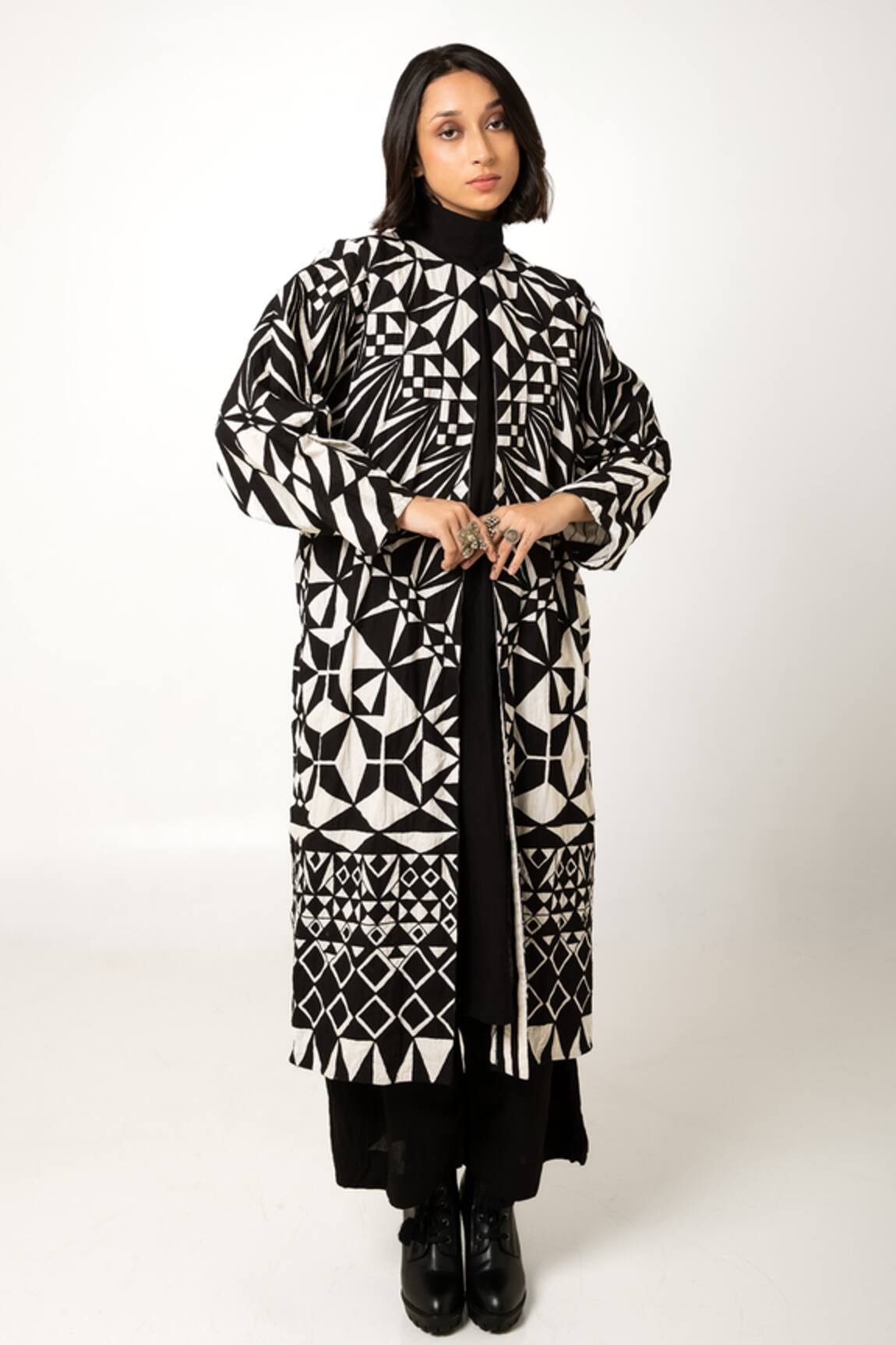KA-Sha Asha Cotton Geometric Pattern Jacket