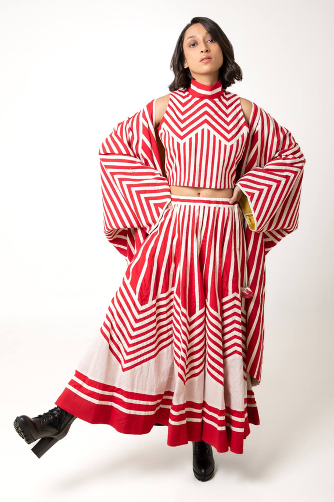 Ka-Sha Rachana Flared Striped Skirt
