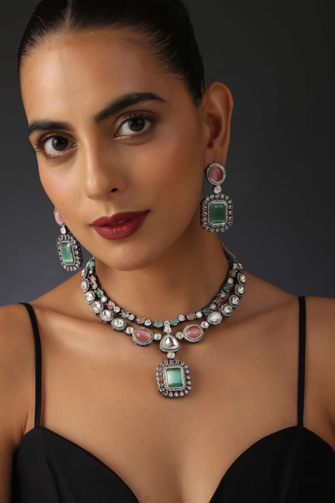 Swabhimann Jewellery Square Polki Embellished Necklace Set
