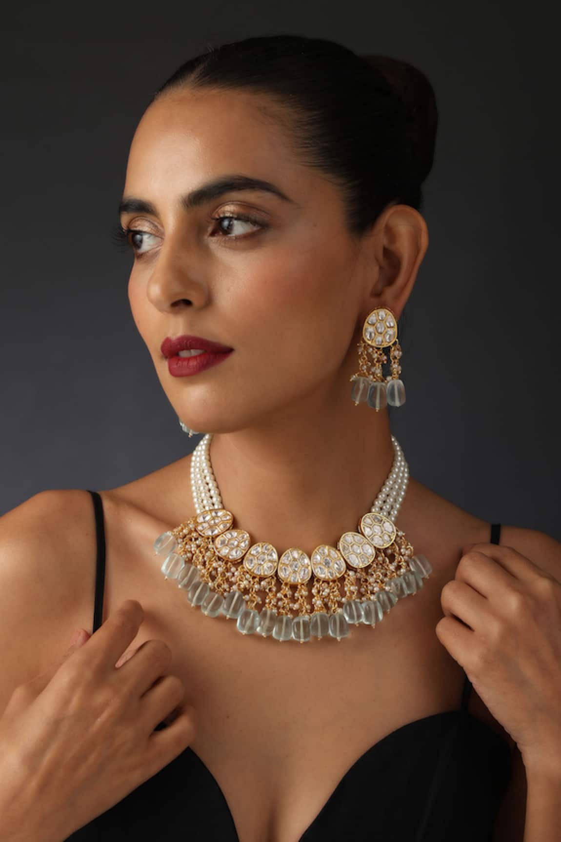 Swabhimann Jewellery Kundan & Pearls Embellished Necklace Set