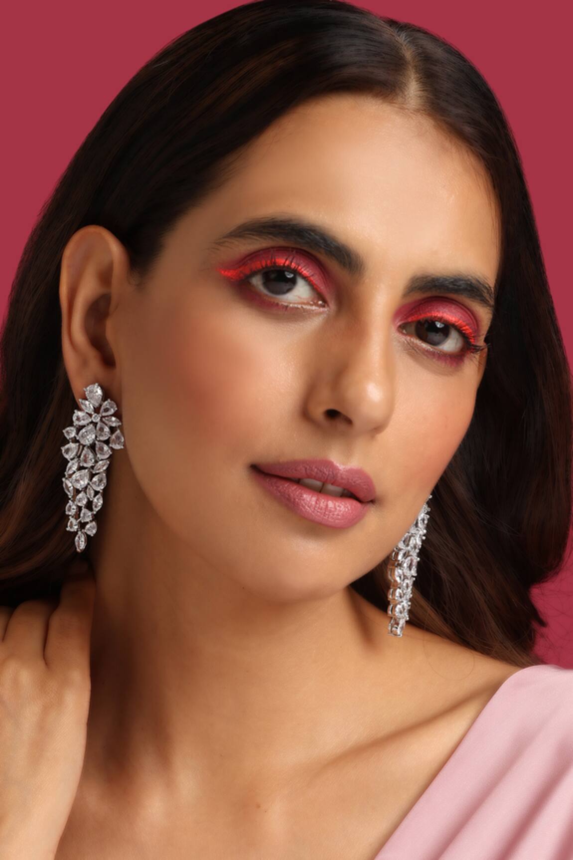 Swabhimann Jewellery Zirconia Embellished Drop Pattern Earrings