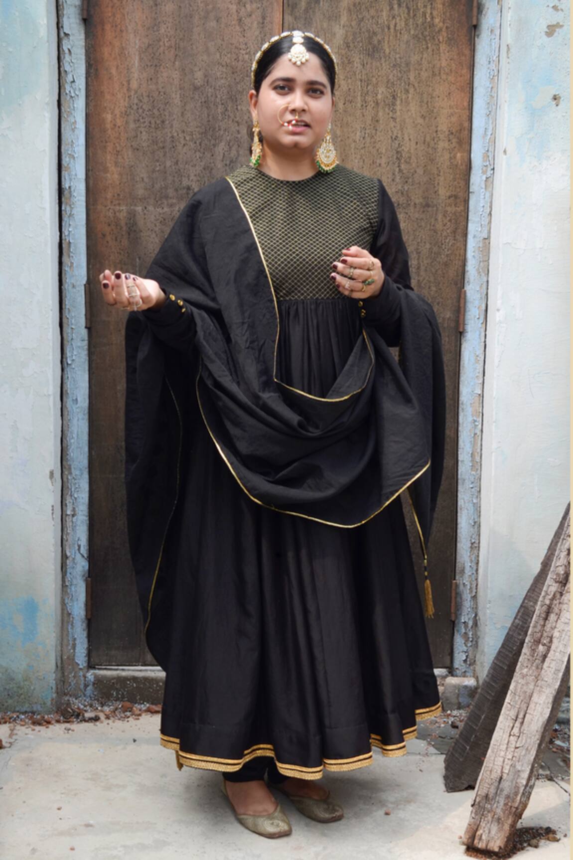 Ahmev Saanjh Chanderi Quilted Pattern Anarkali Set 