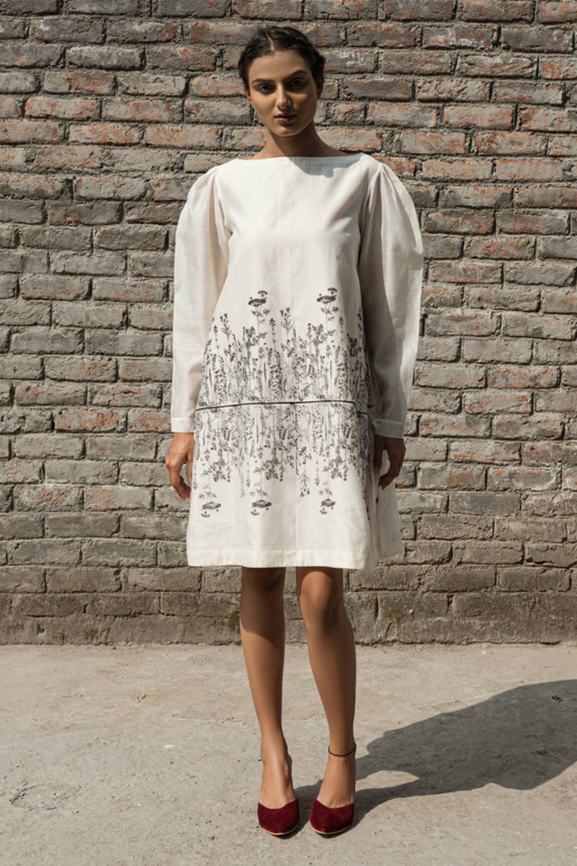 AHMEV Iris Chanderi Block Print Dress 