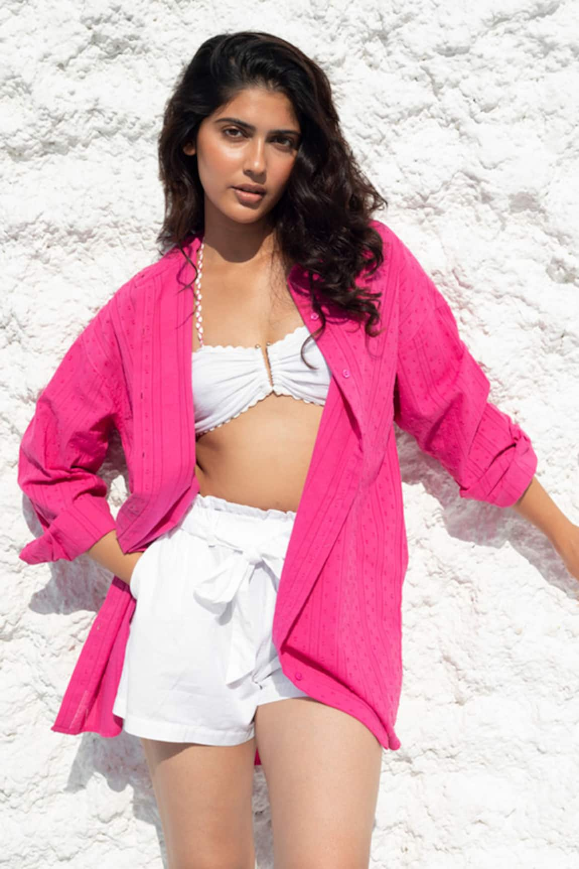 Beachbum Rebecca Oversized Shirt With Aubrey Halter Neck Bralette