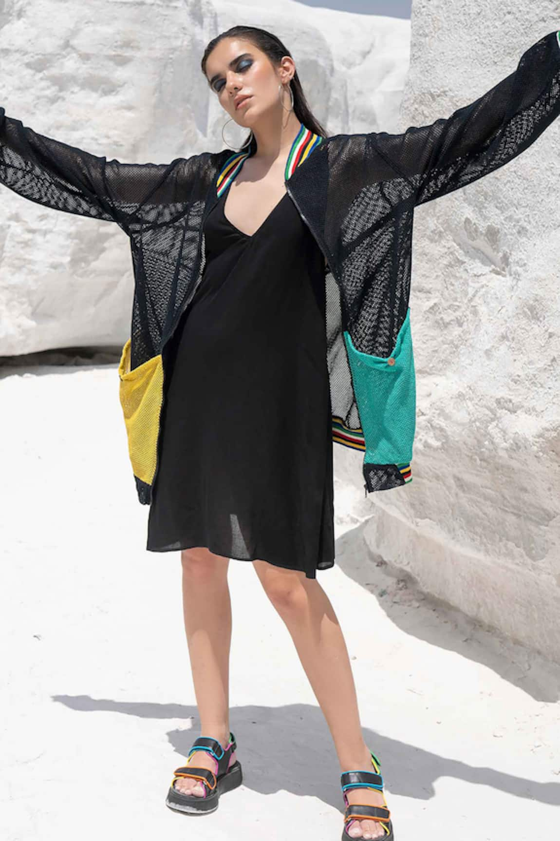 Beachbum Fire And Ice Dress And Net Jacket Coverup