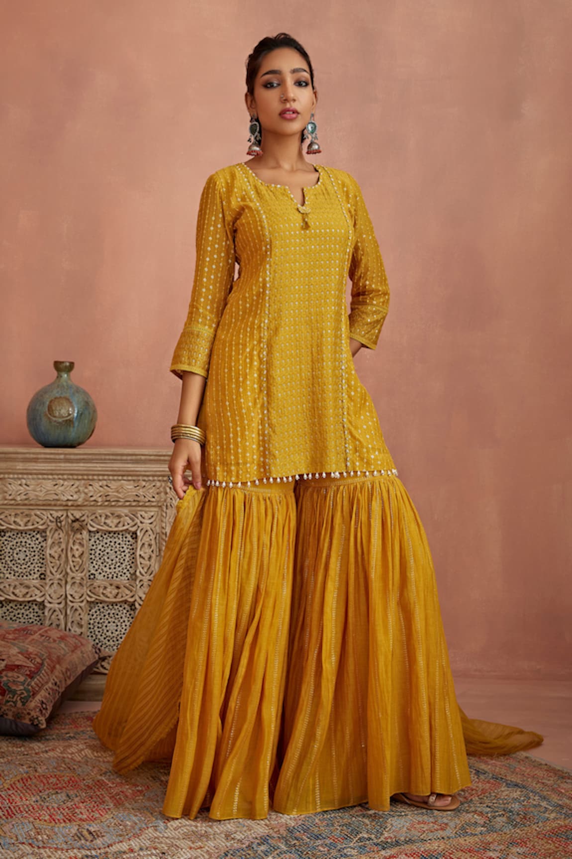 Kritika Dawar Embroidered Kurta Gharara Set