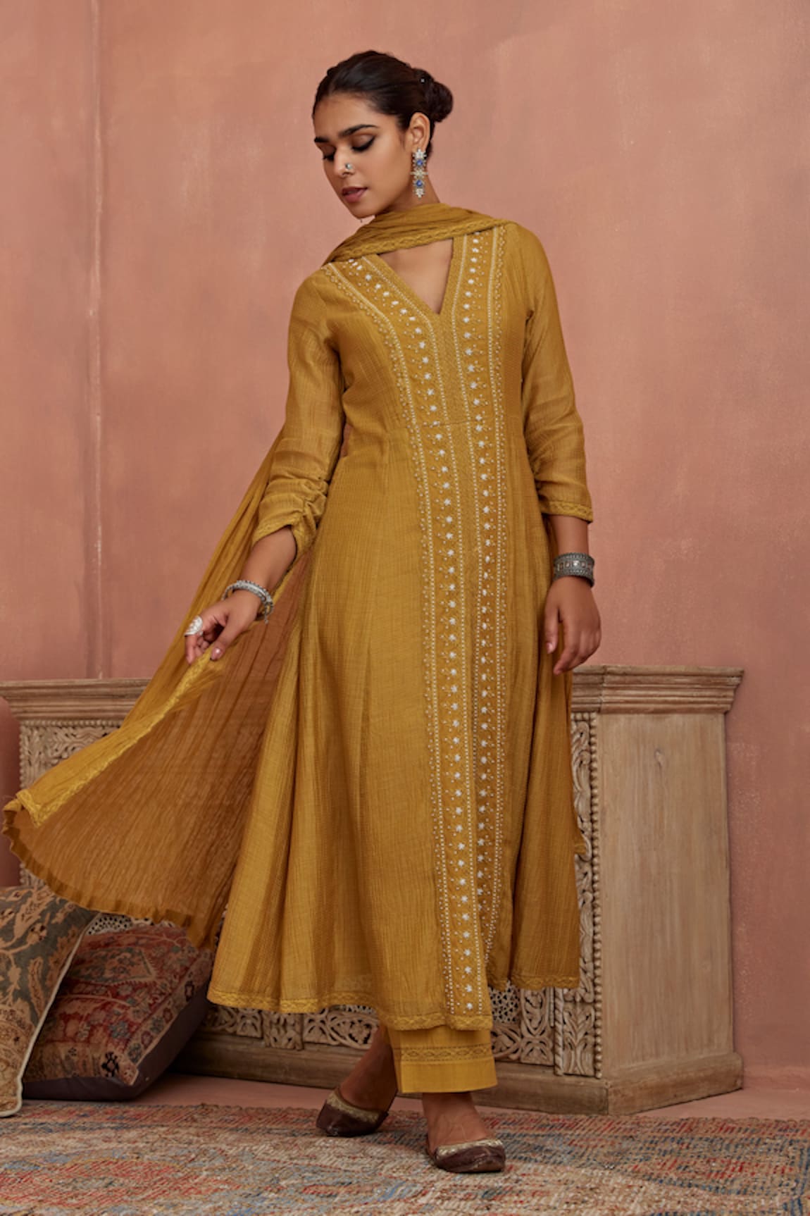 Kritika Dawar Chanderi A-Line Kurta Pant Set