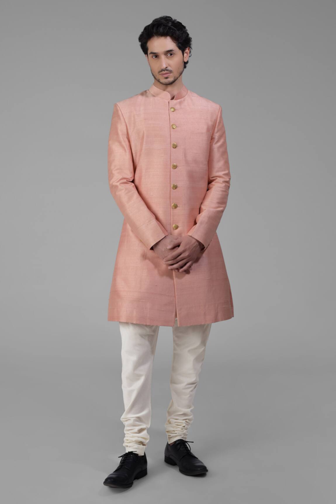 Talking Threads Silk Solid Sherwani Churidar Set