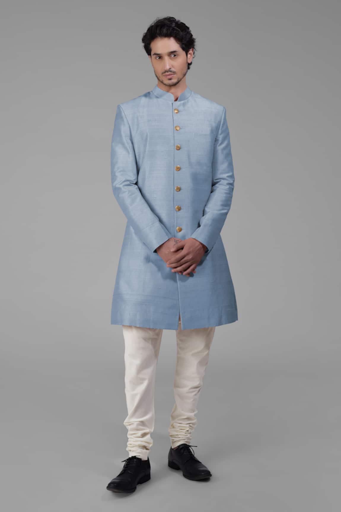 Talking Threads Silk Straight Sherwani Churidar Set