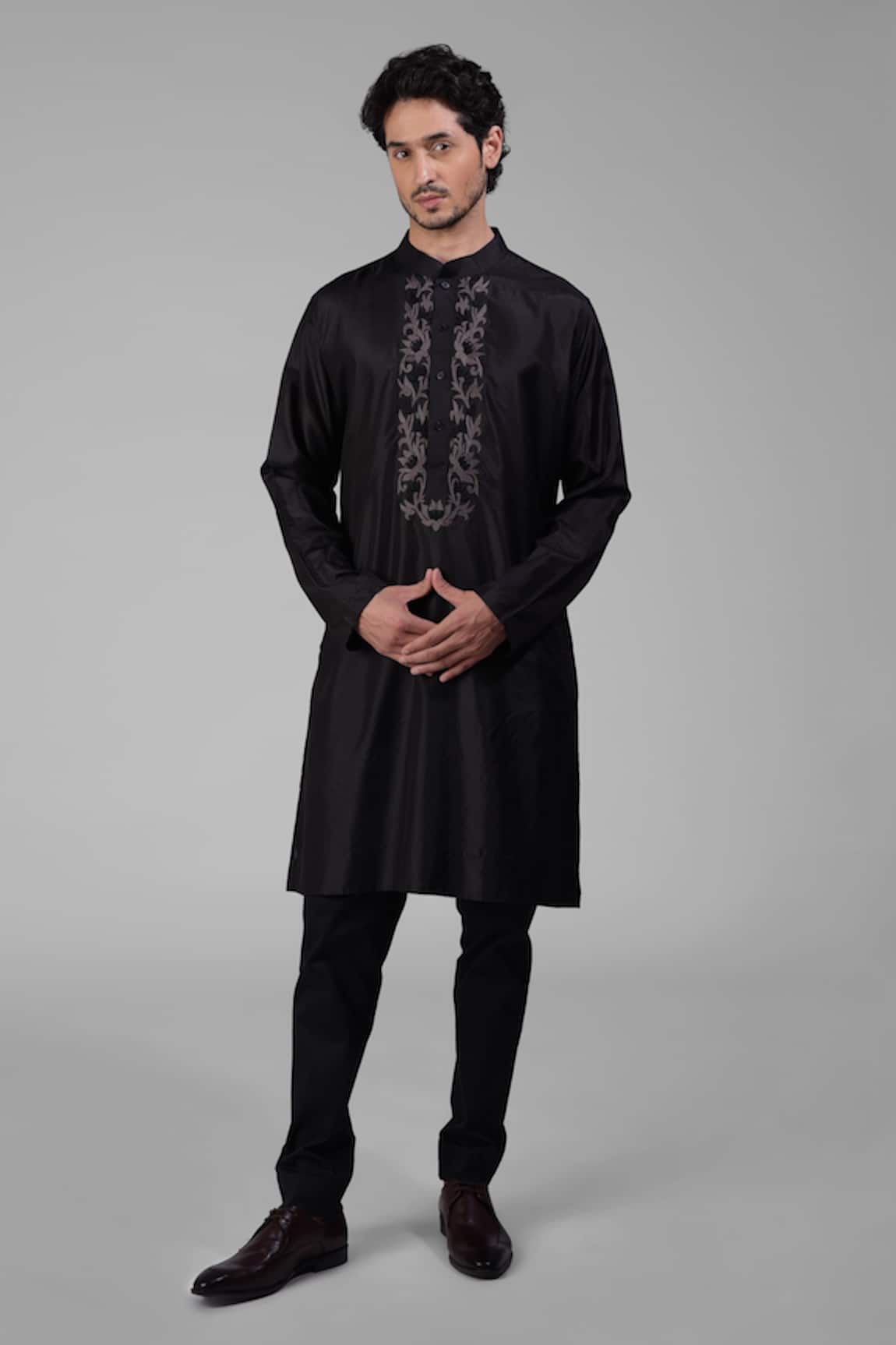 Talking Threads Silk Embroidered Placket Kurta 