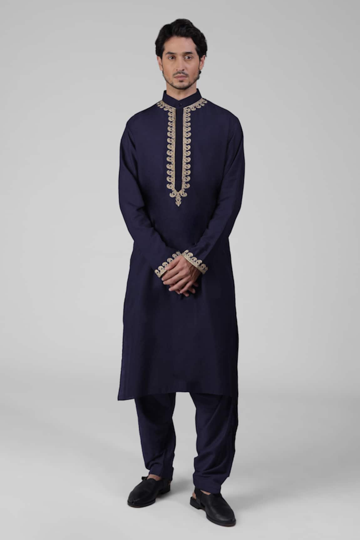 Talking Threads Silk Embroidered Straight Kurta Salwar Set