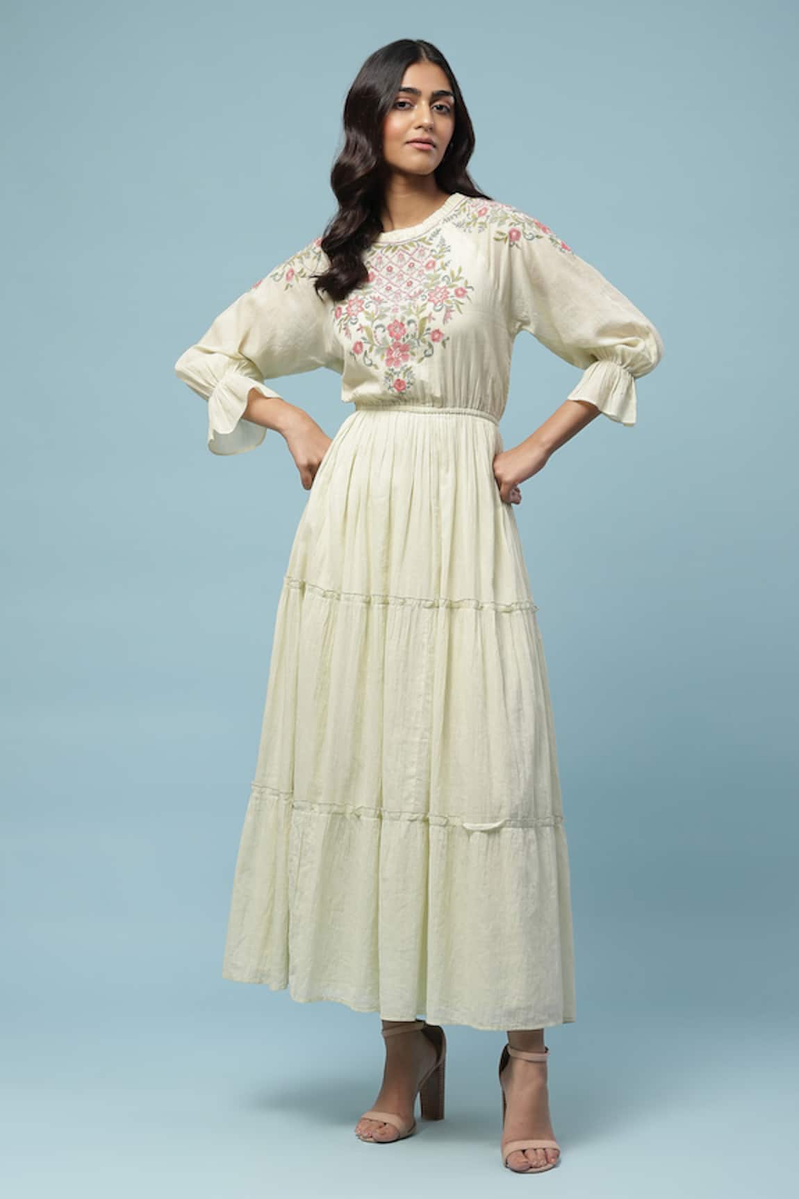 Aarke Ritu Kumar Cotton Embroidered Tiered Dress
