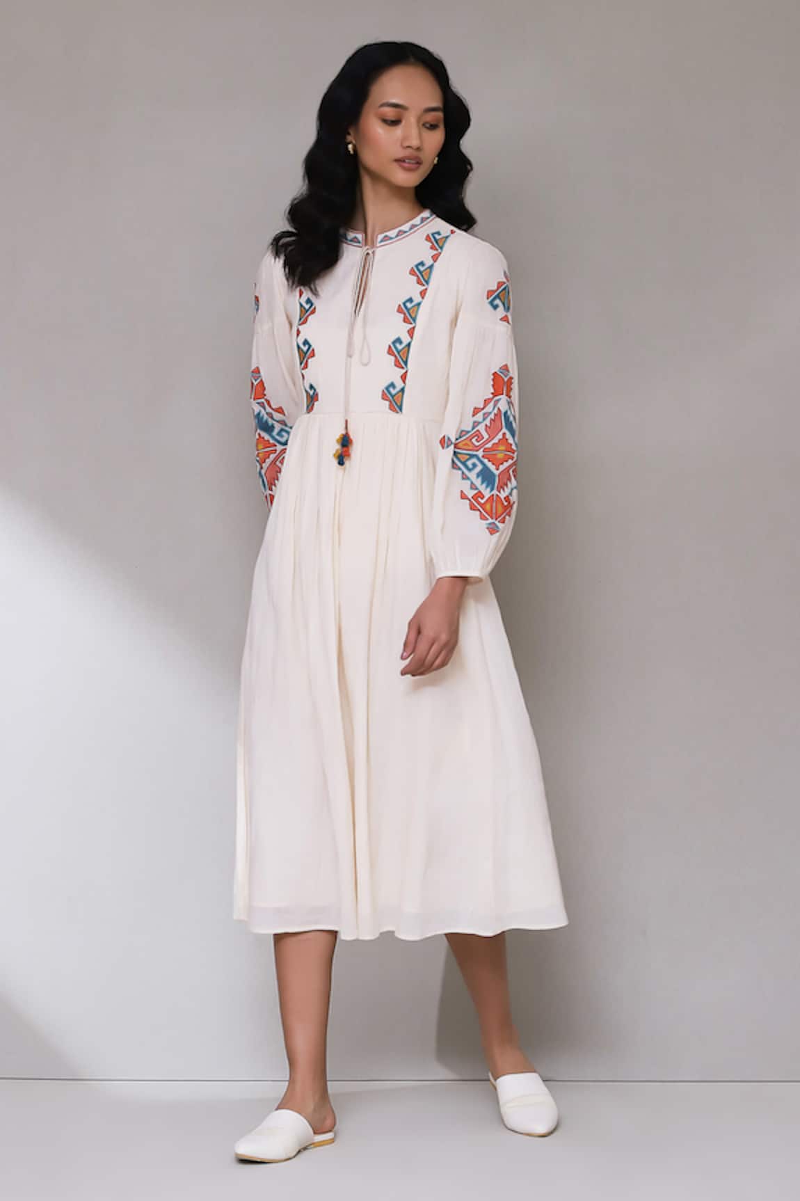 Aarke Ritu Kumar Cotton Placement Embroidered Dress