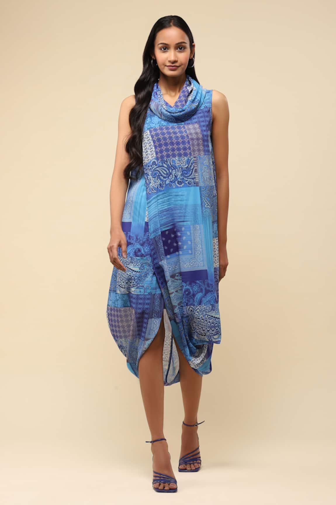 Aarke Ritu Kumar Abstract Print Cowl Neck Dress