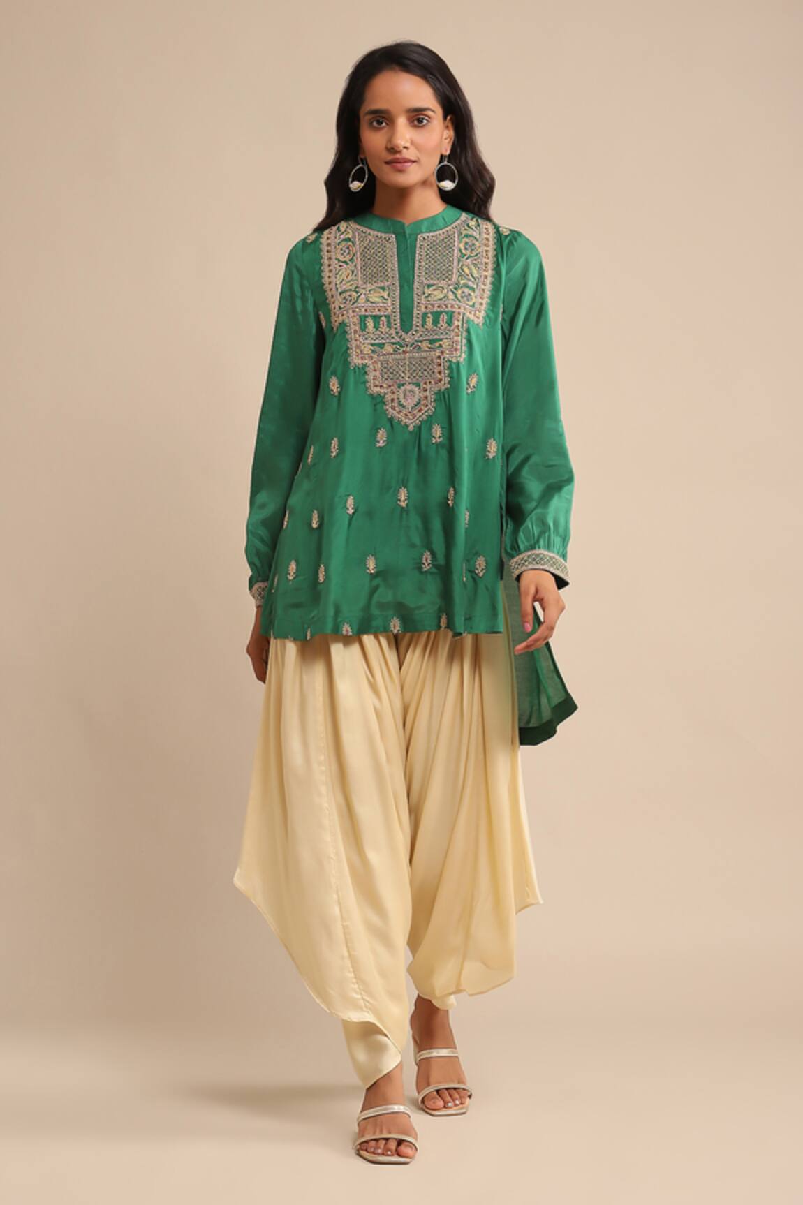 Ritu Kumar Floral Embroidered High Low Kurta