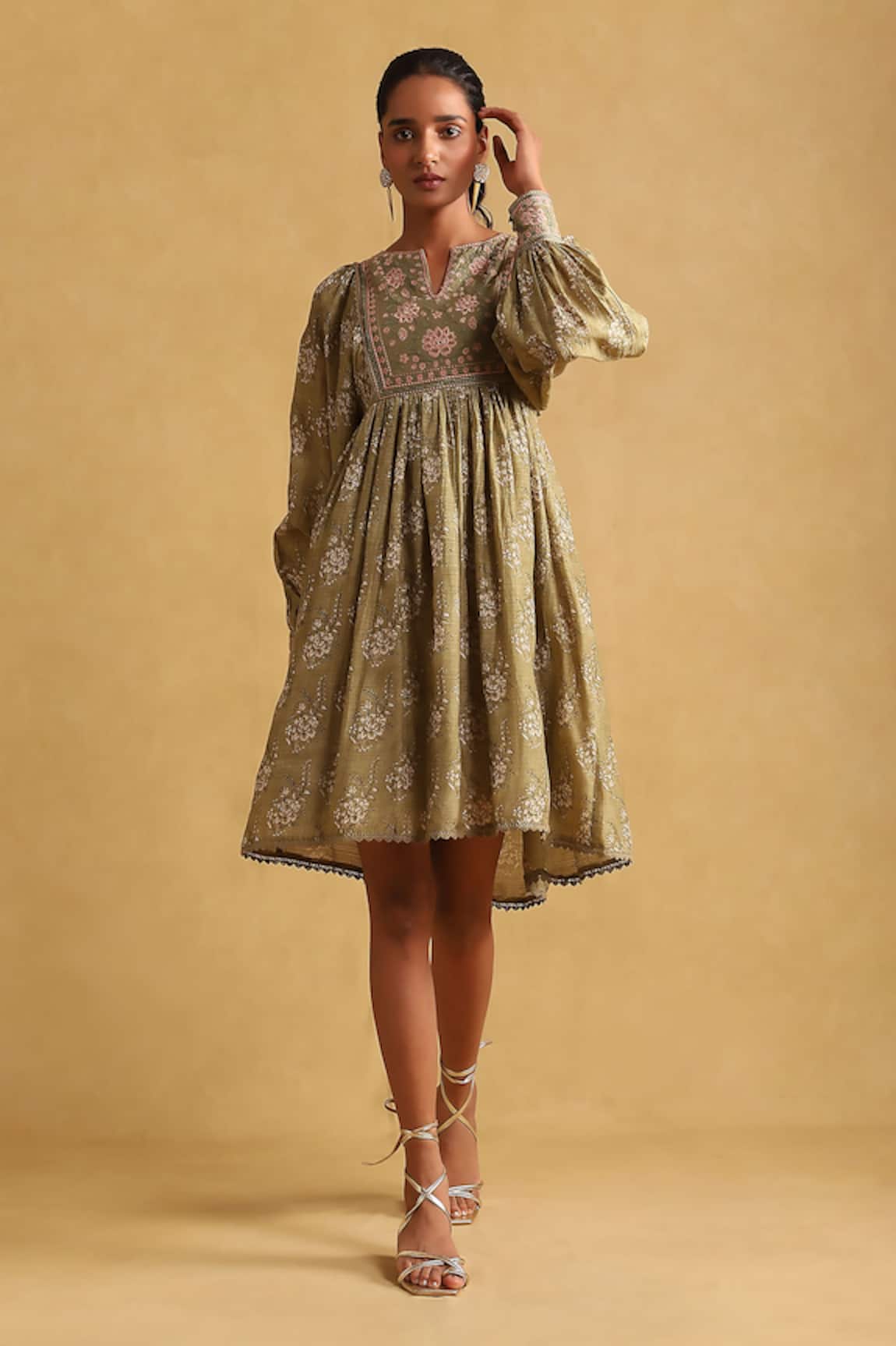 Ritu Kumar Floral Print & Embroidered Dress 