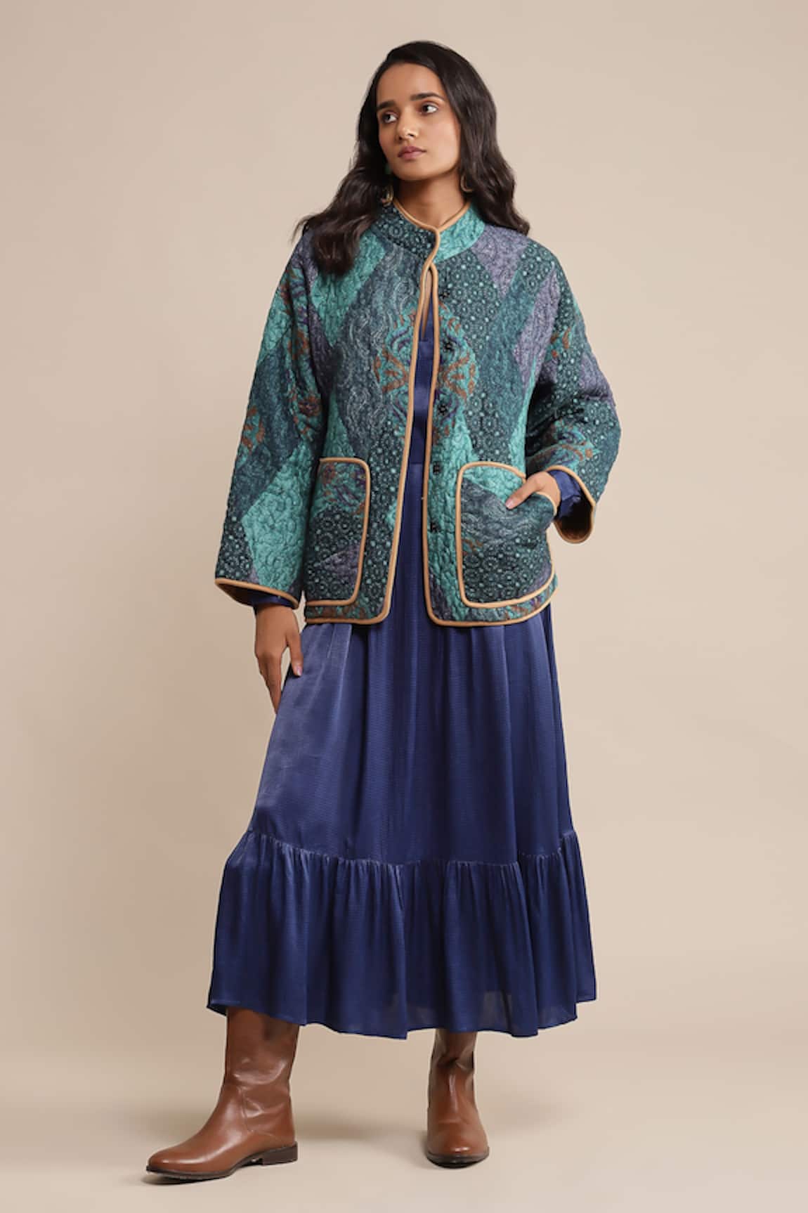 Ritu Kumar Micro Print Quilted Jacket