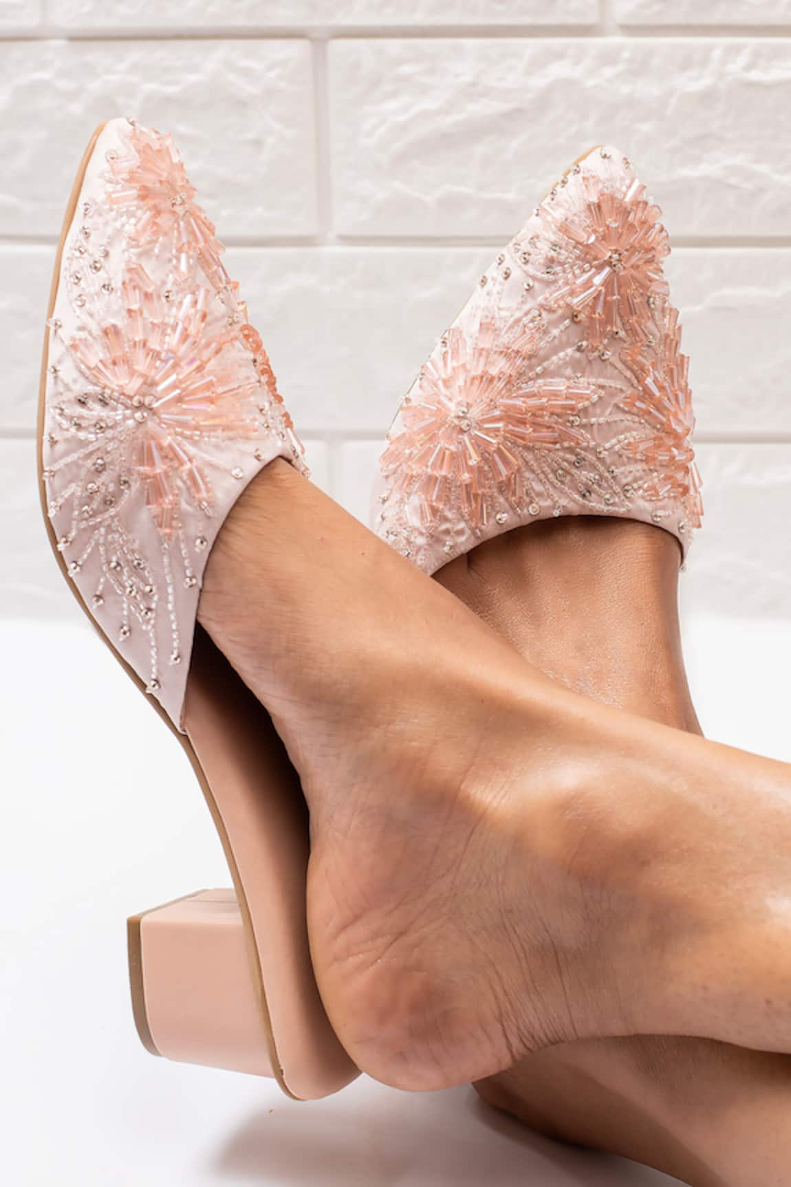 Urbansway Rose Quartz Embellished Mules