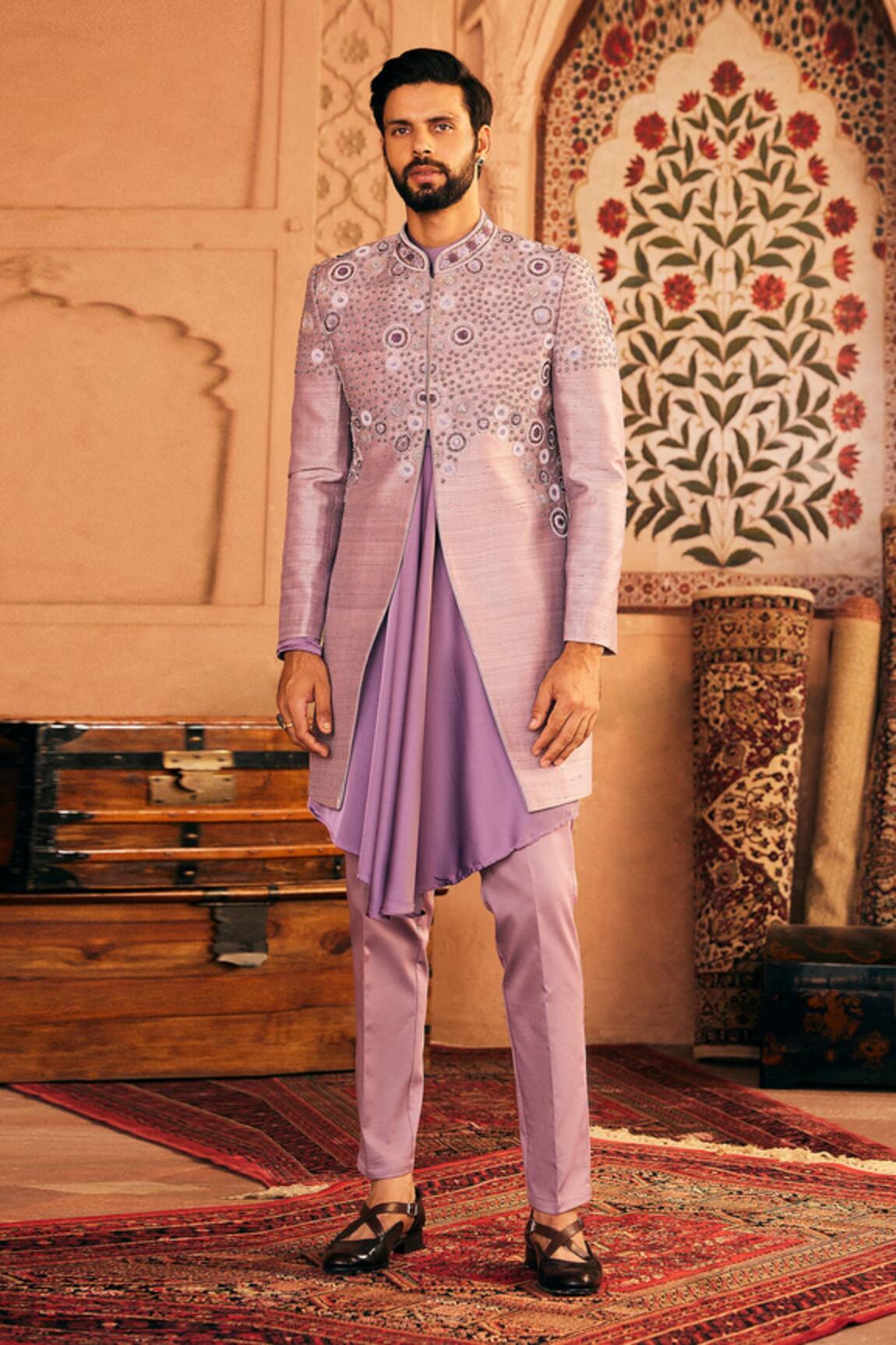 Asuka Embroidered Geometric Pattern Sherwani Set