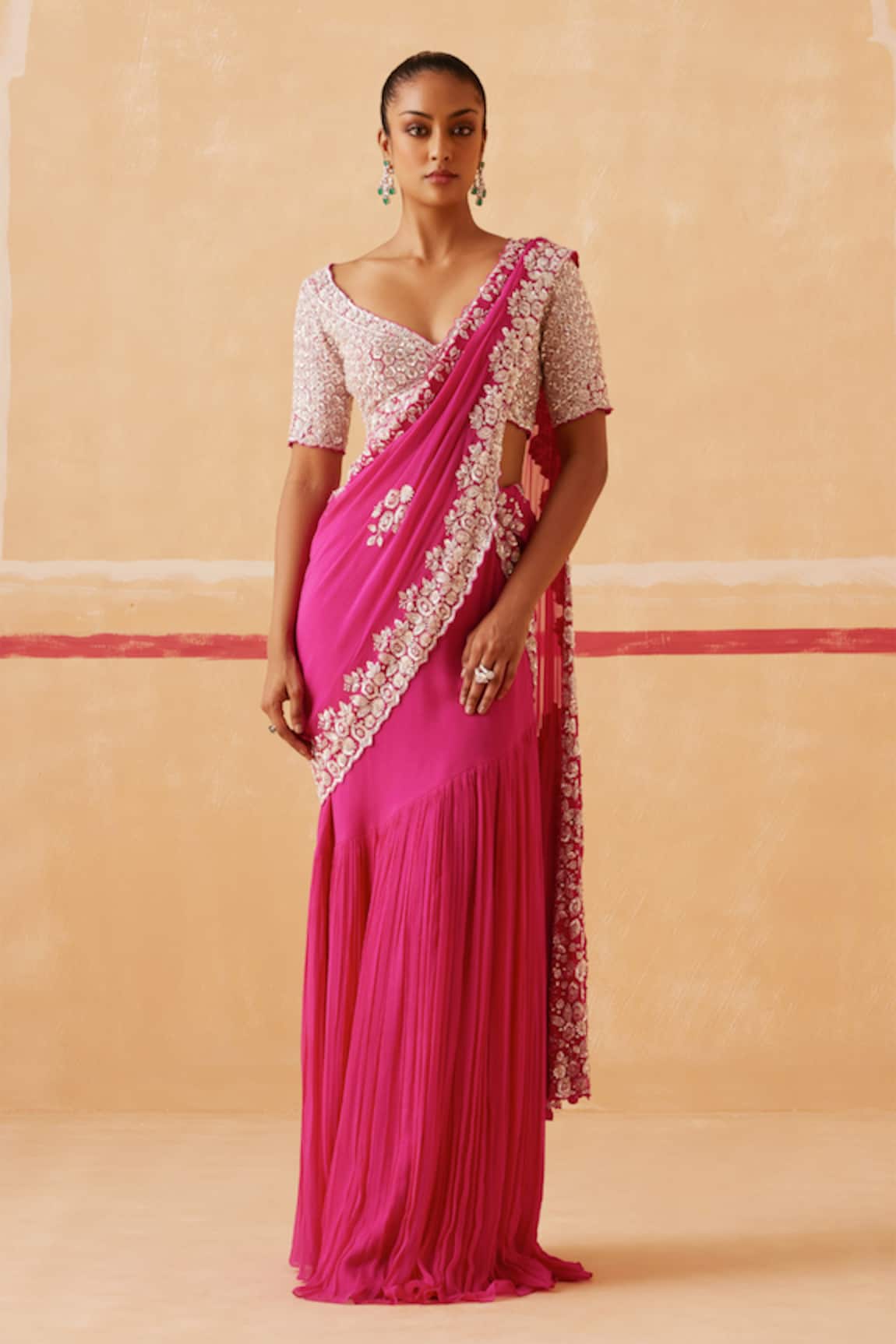 Sureena Chowdhri Meera Pre-Stitched Saree With Embroidered Blouse