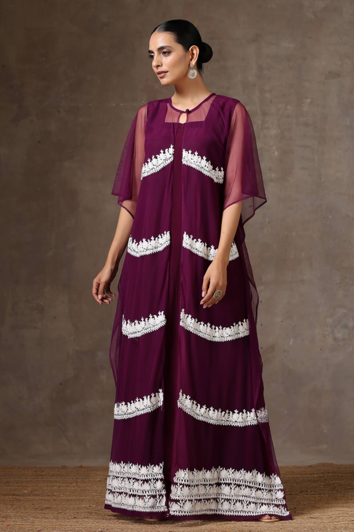 Wazir C Kashmiri Embroidered Kaftan With Dress
