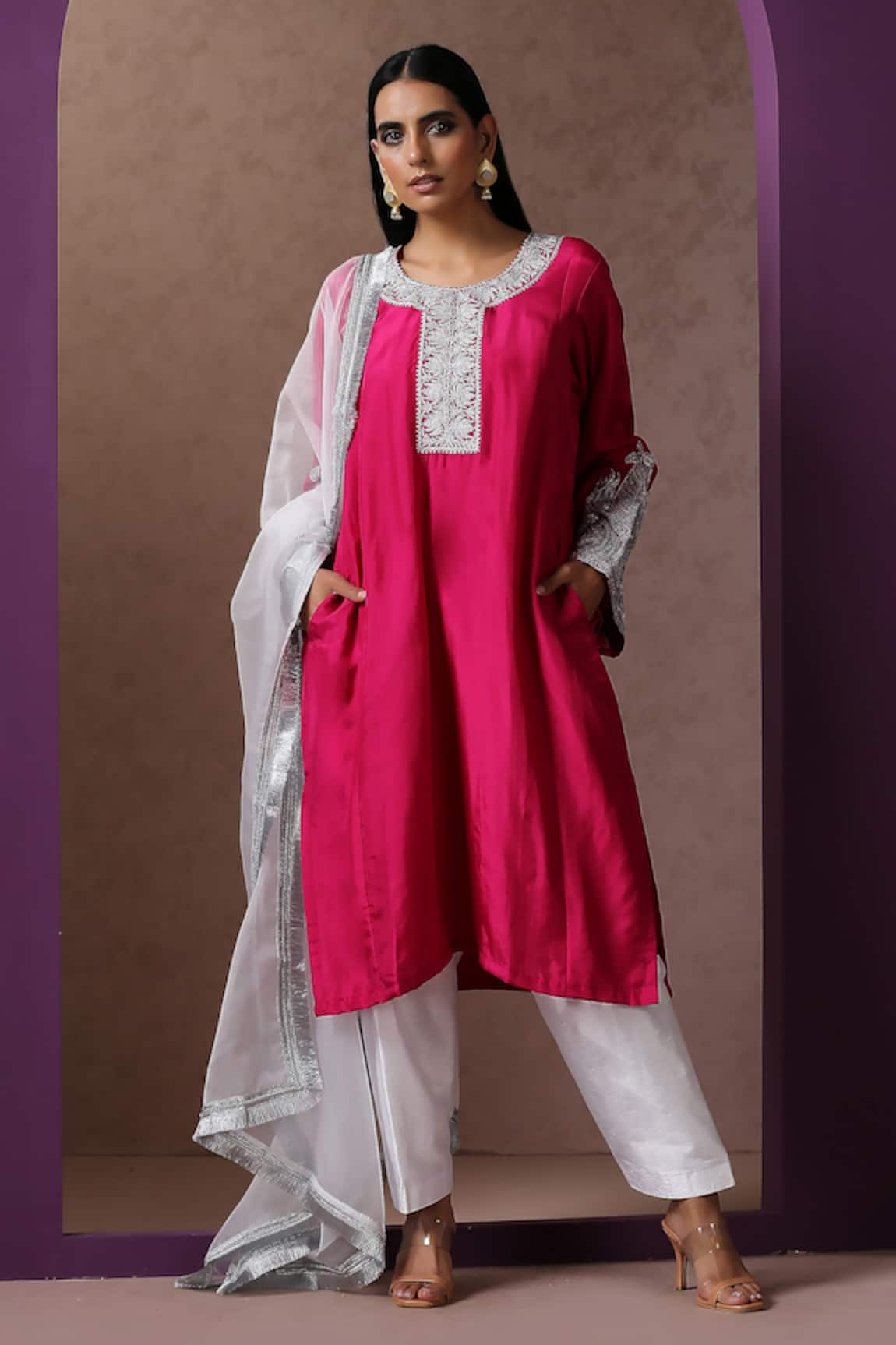 Wazir C Placket Embroidered Pheran Set