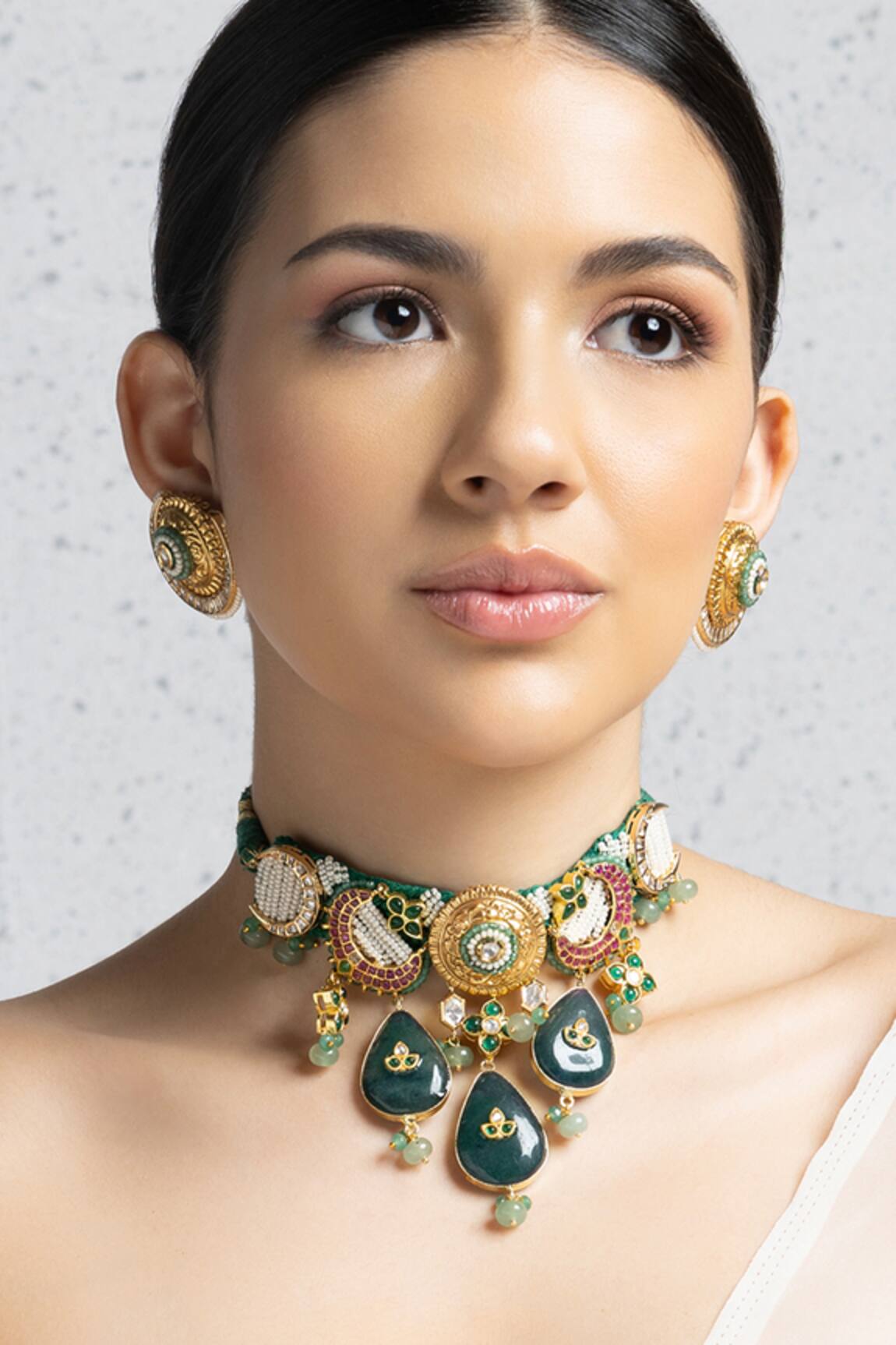 joules by radhika Ruby Embellished Choker Set
