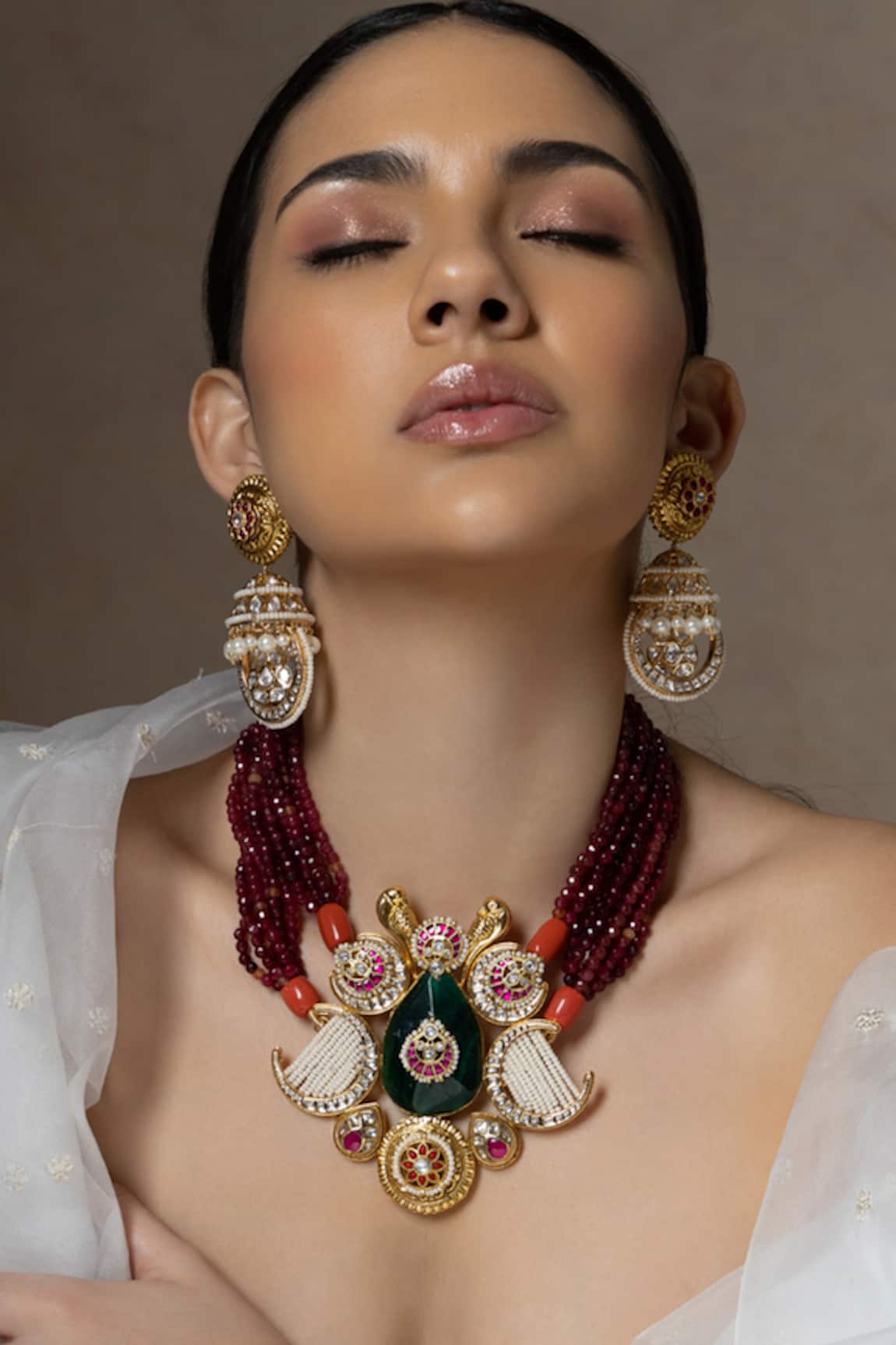 joules by radhika Antique Rubies Embellished Choker Set