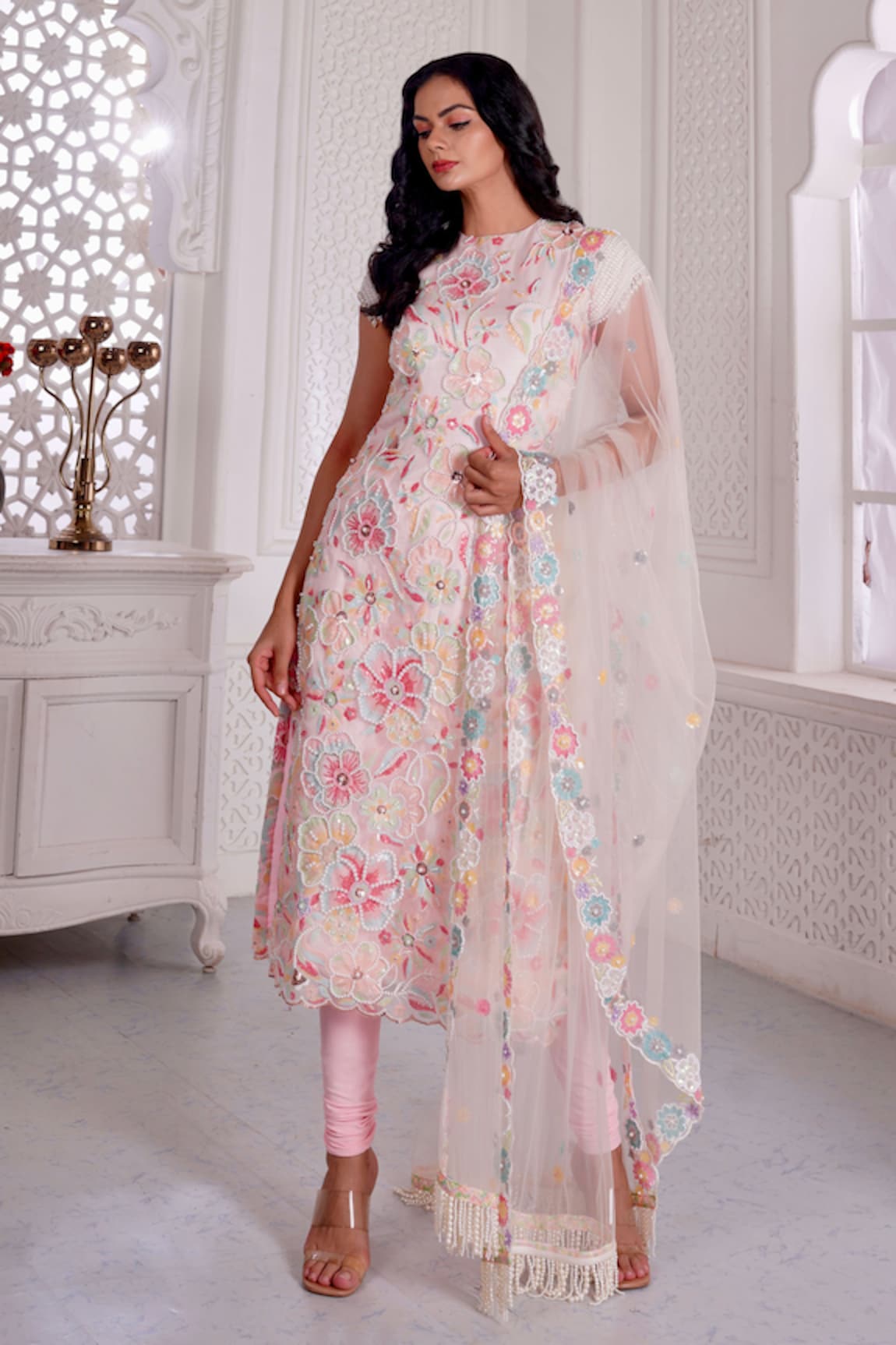 Label Priyanka Kar Hand Embroidered Kurta Pant Set