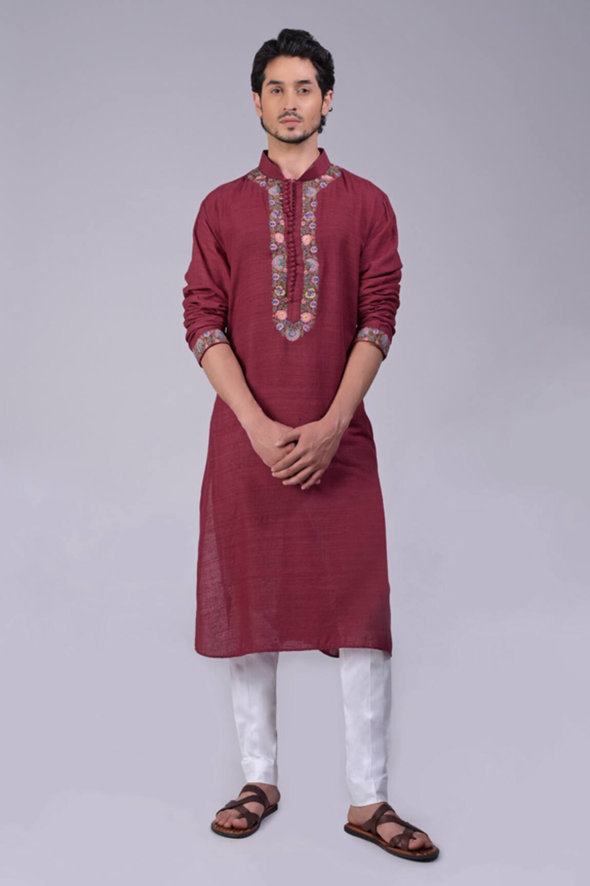 Talking Threads Silk Floral Embroidered Kurta
