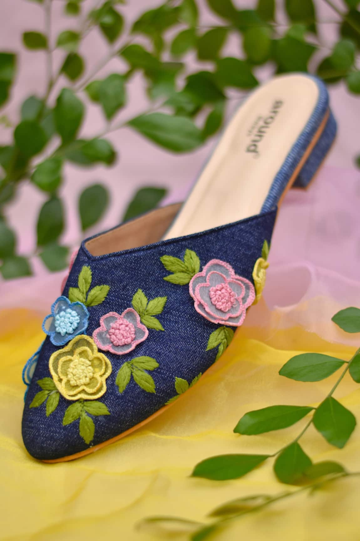 Around Always Paradise 3D Floral Embroidered Mules