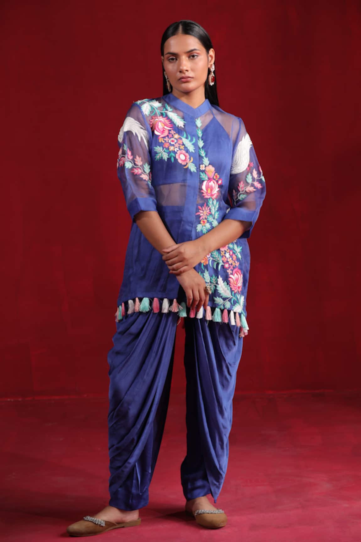 Ruh Clothing Thread Embroidered Kurta Dhoti Pant Set