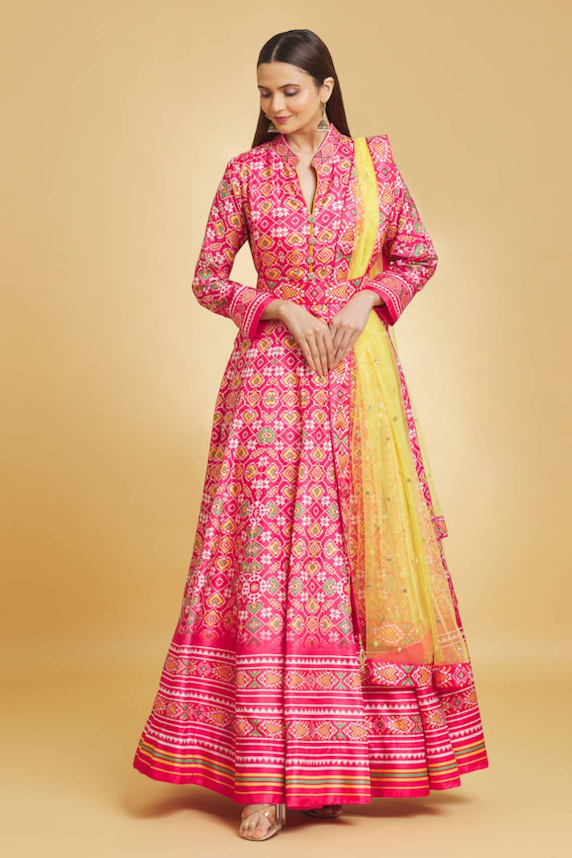 Adara Khan Patola Print Anarkali Set