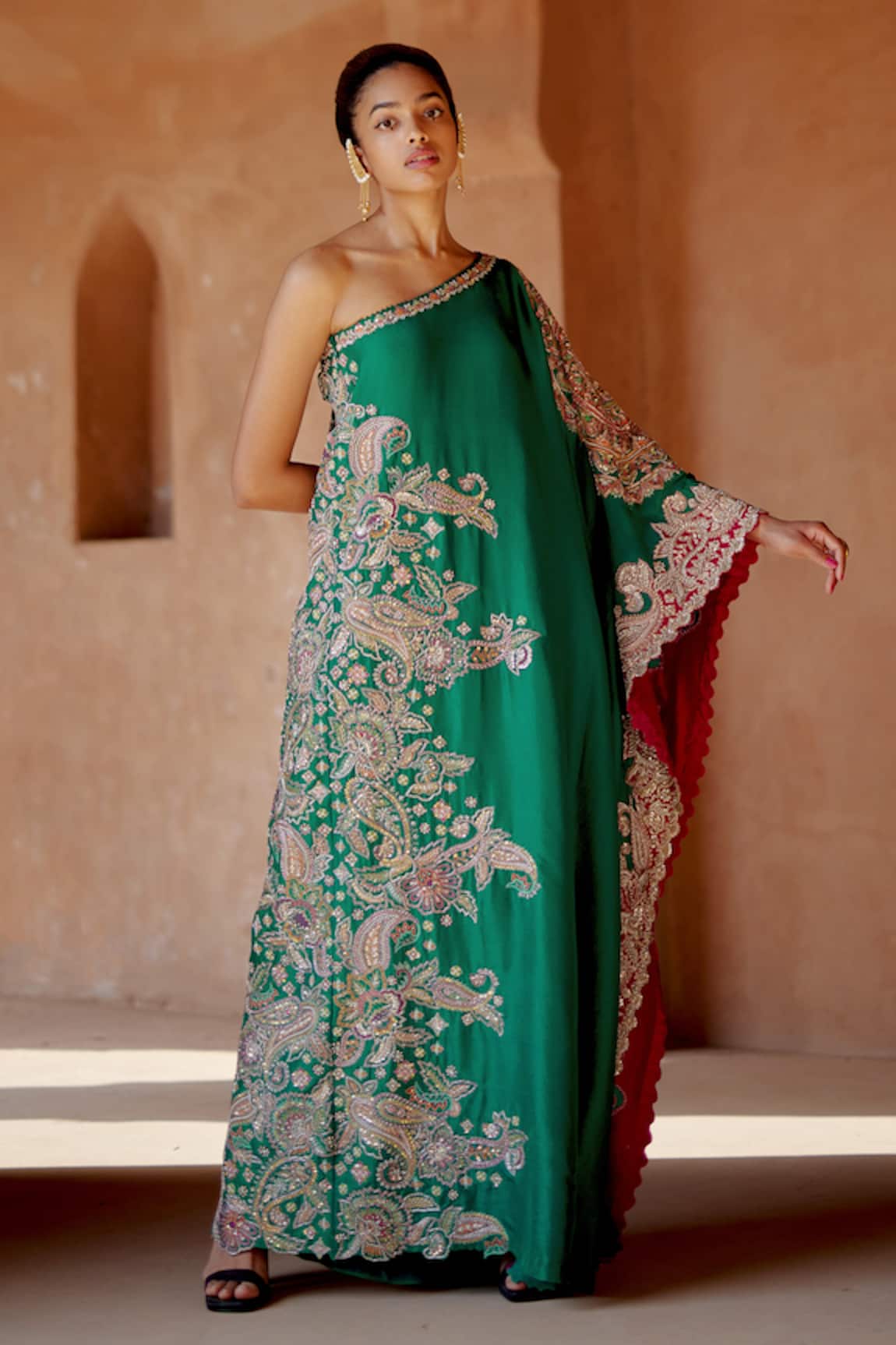 Mrunalini Rao Evara Silk Embroidered Kaftan Dress