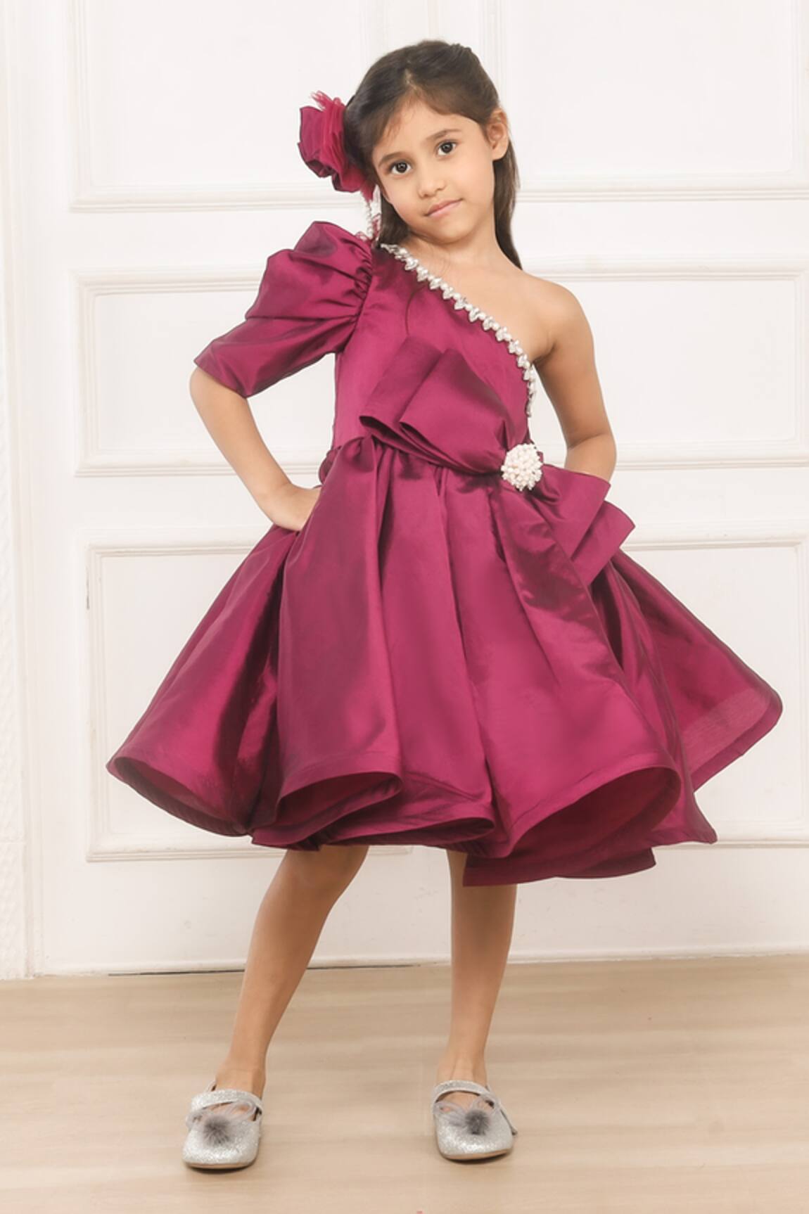 Pinkcow designs pvt ltd One Shoulder Bow Embellished Dress