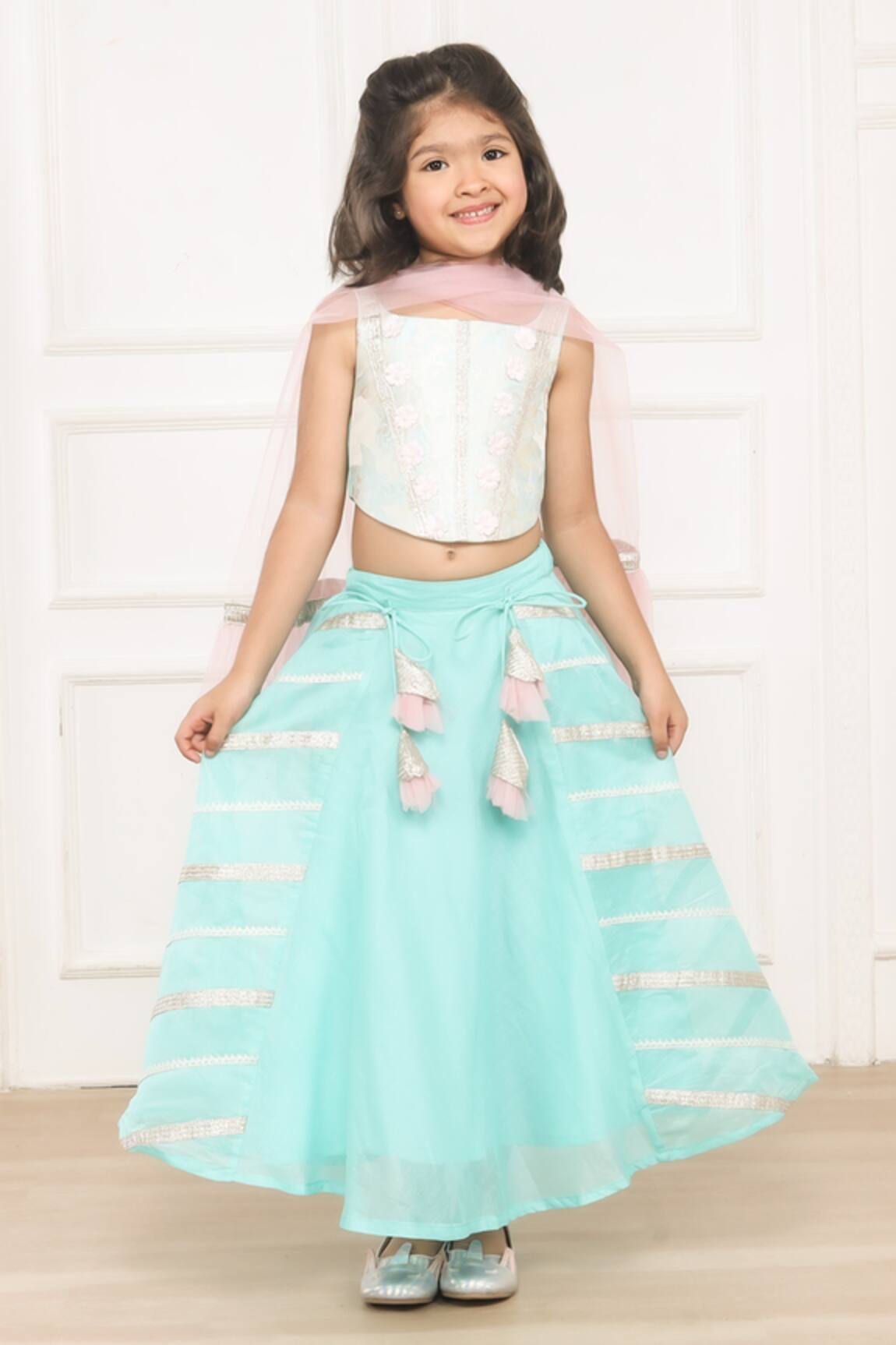 Pinkcow designs pvt ltd Gota Lace Embellished Lehenga Blouse Set