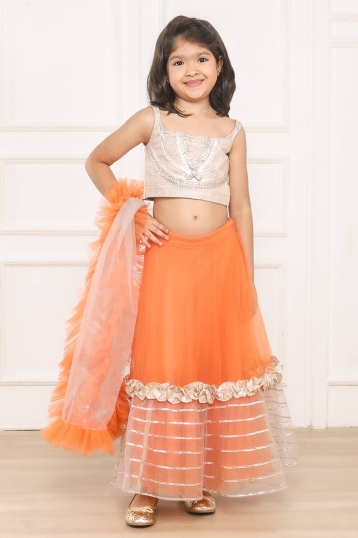 Pinkcow designs pvt ltd Frilly Lace Embellished Lehenga Blouse Set