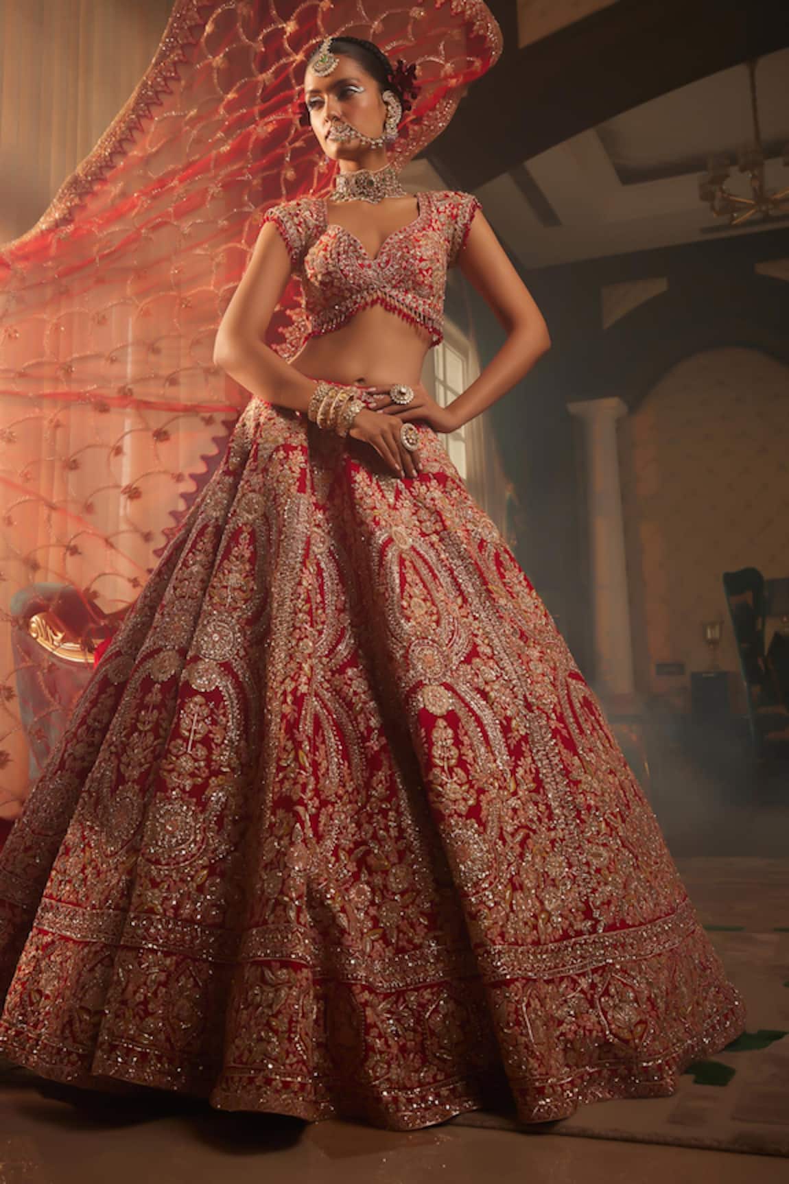 Kalighata Alluring Raw Silk Embroidered Bridal Lehenga Set