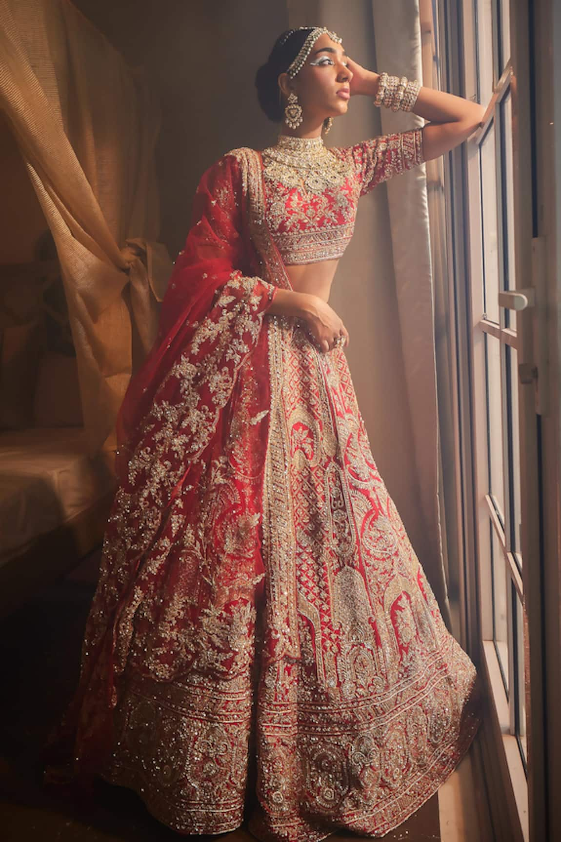 Kalighata Elnaz Raw Silk Embroidered Bridal Lehenga Set