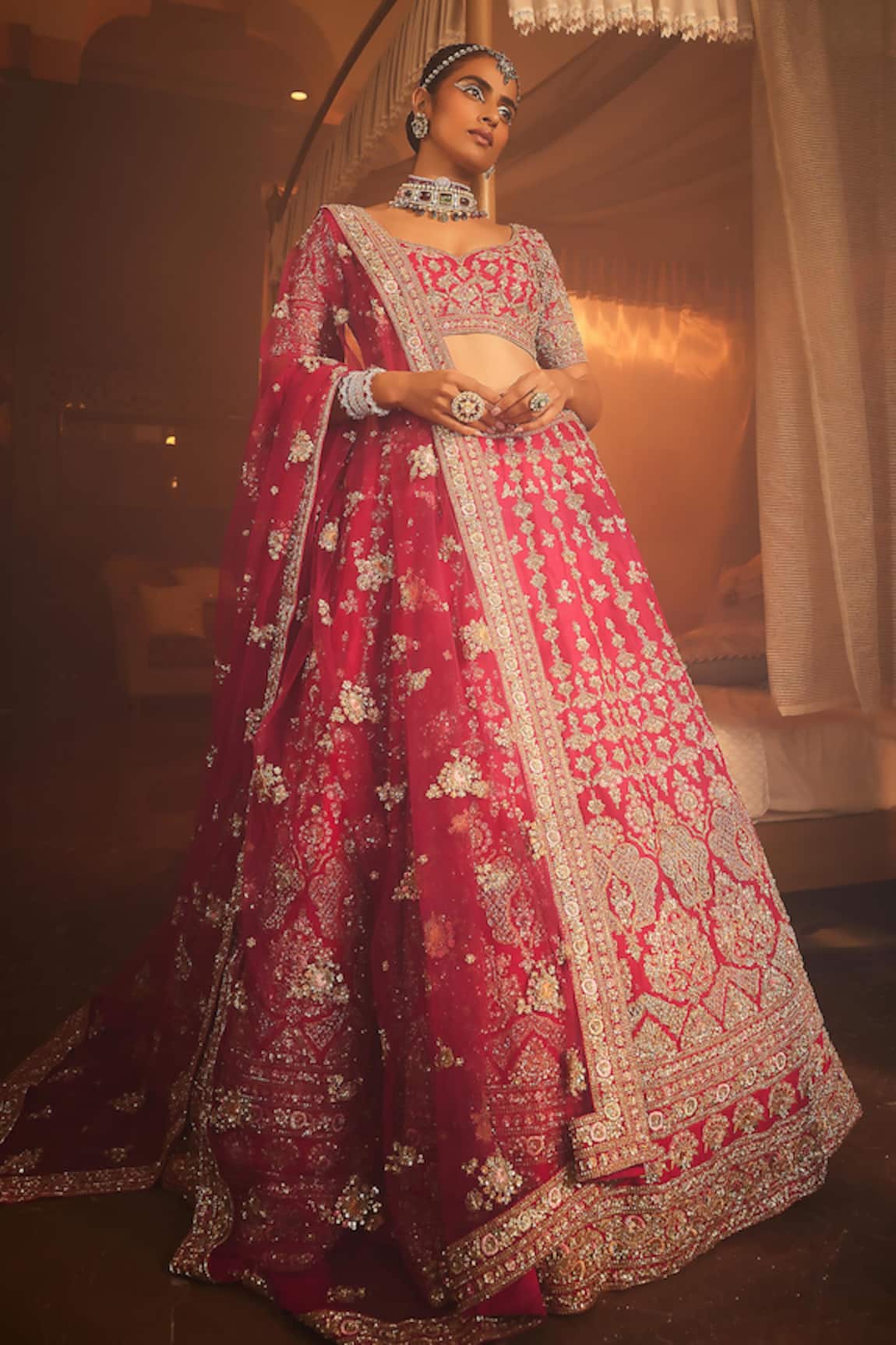 Kalighata Faiza Raw Silk Embroidered Bridal Lehenga Set