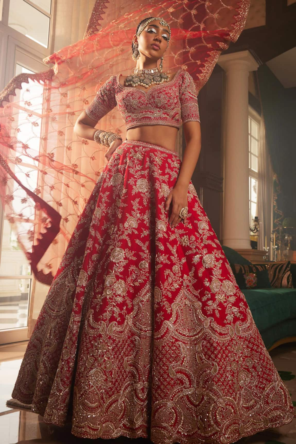 Kalighata Persia Cut Dana Embroidered Bridal Lehenga Set