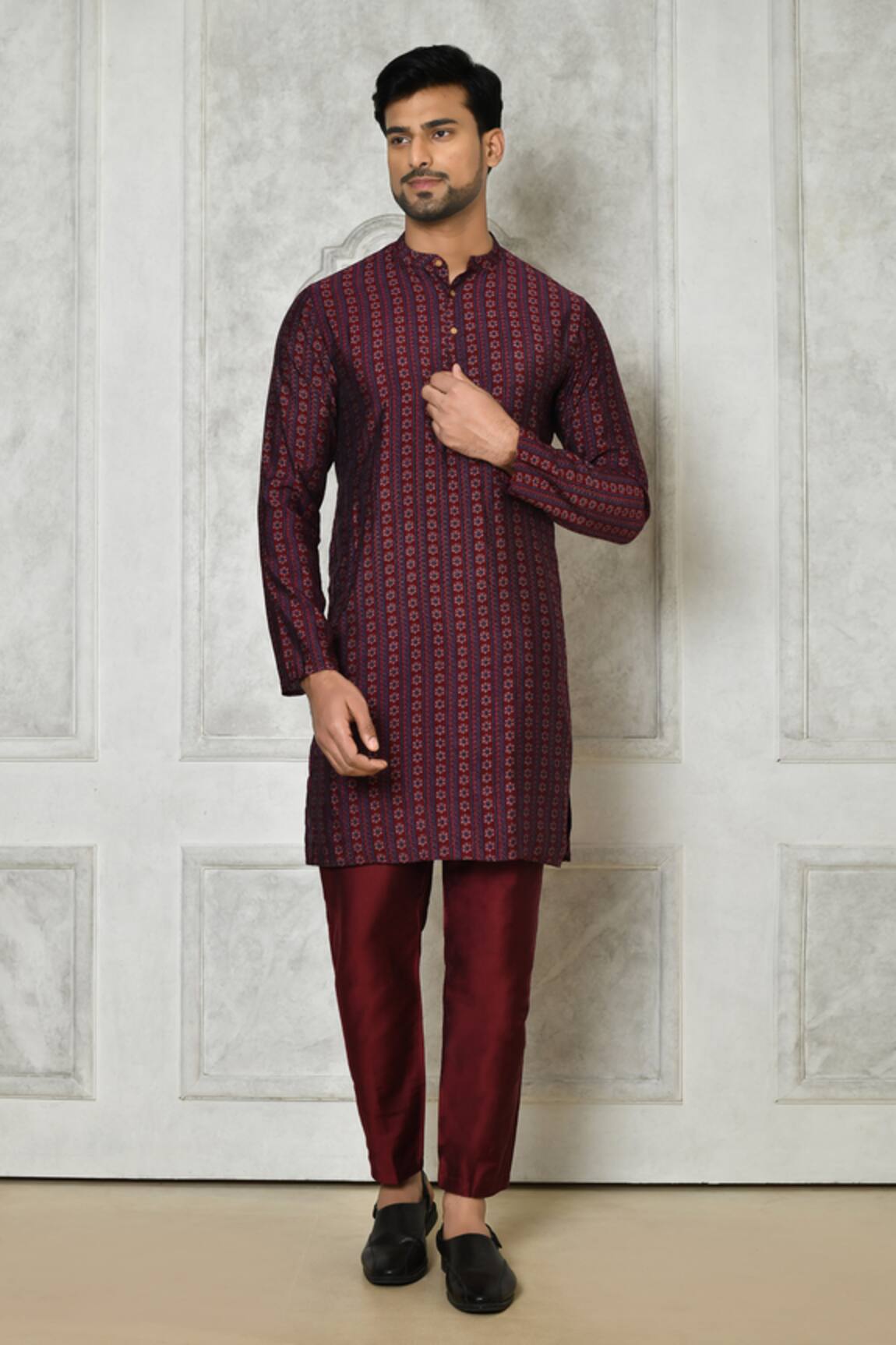 Arihant Rai Sinha Floral Stripe Print Short Kurta