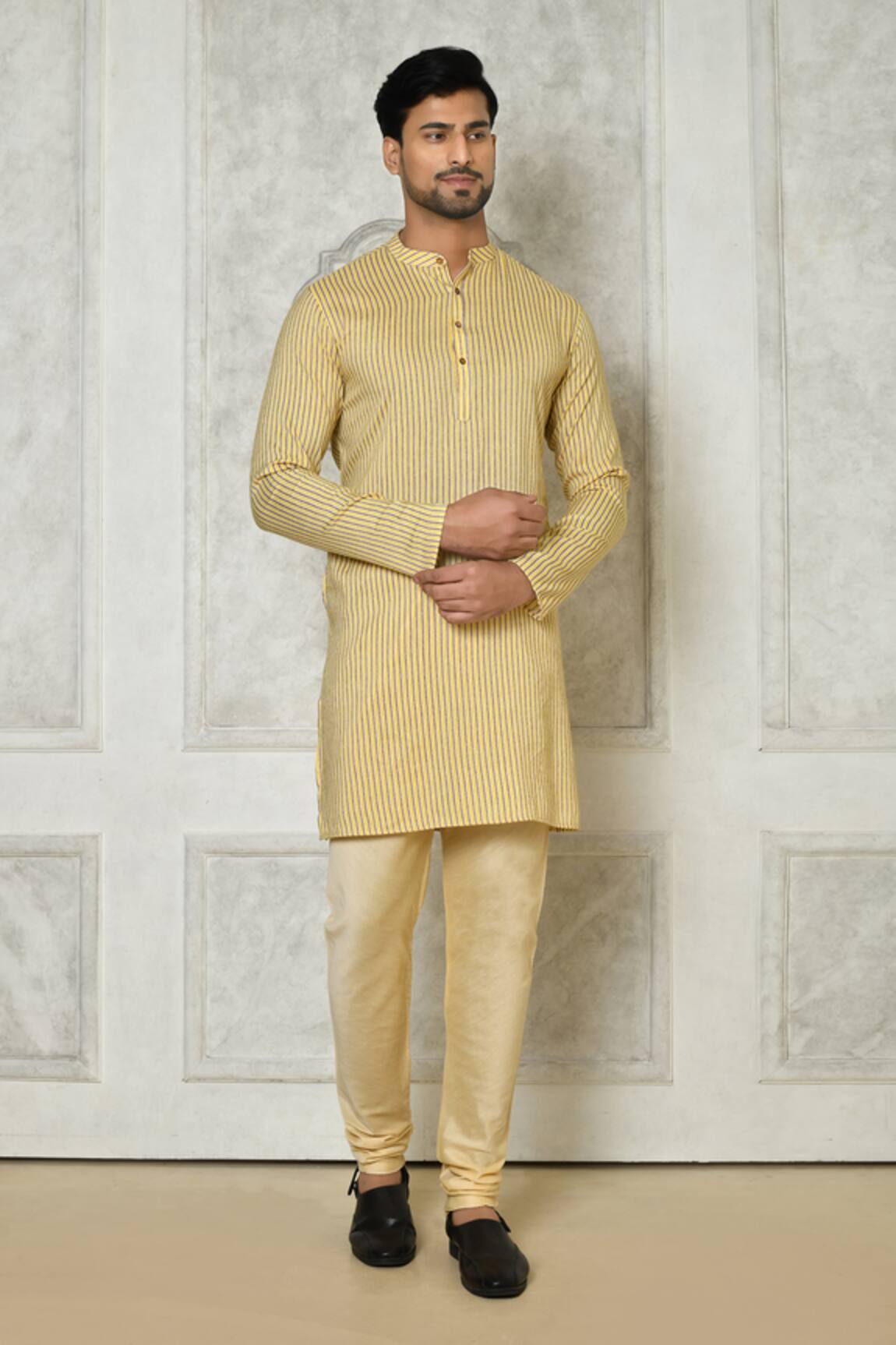 Arihant Rai Sinha Cotton Silk Stripe Print Kurta