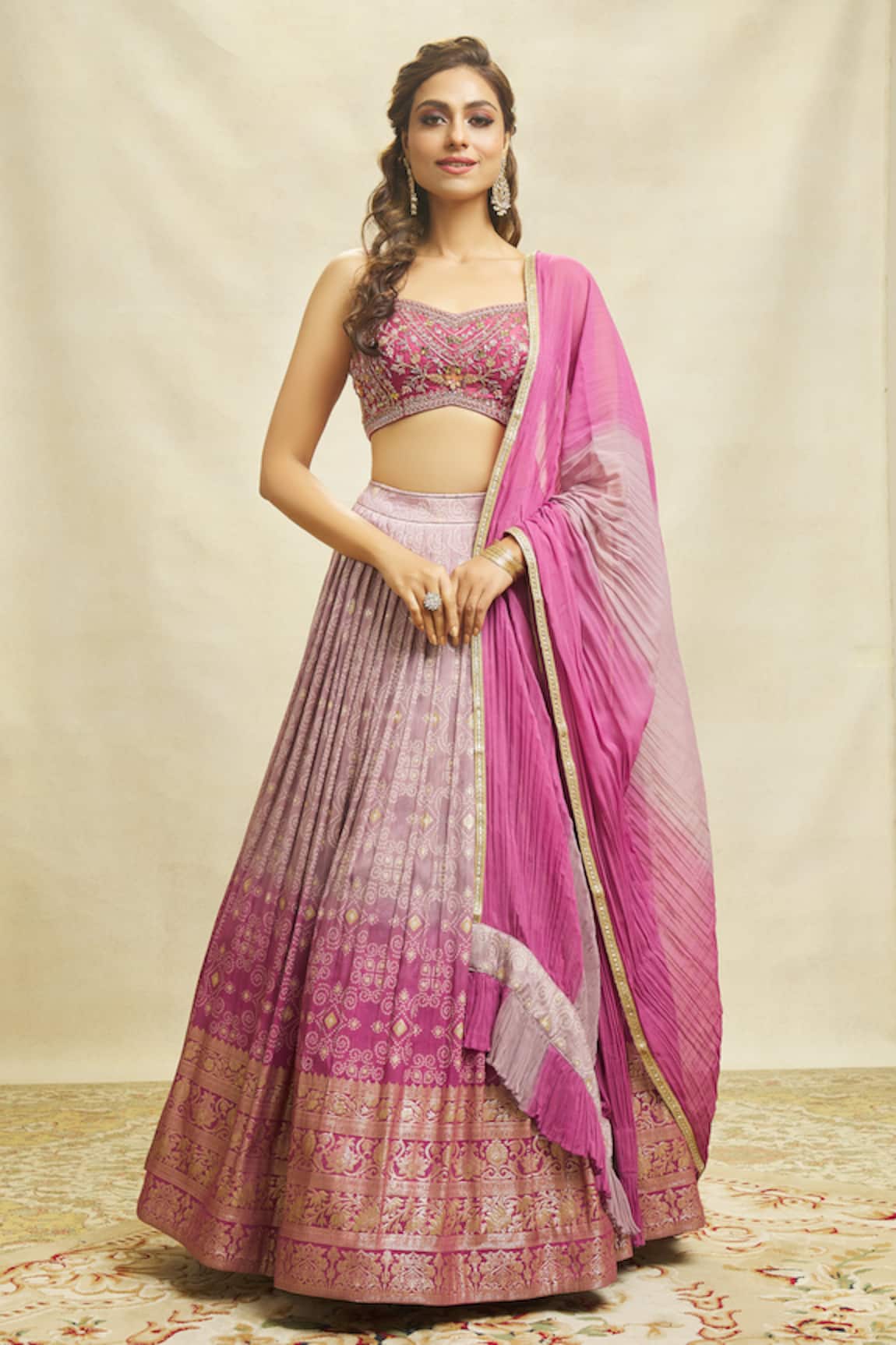 Alaya Advani Bandhani Pattern Embroidered Lehenga Set