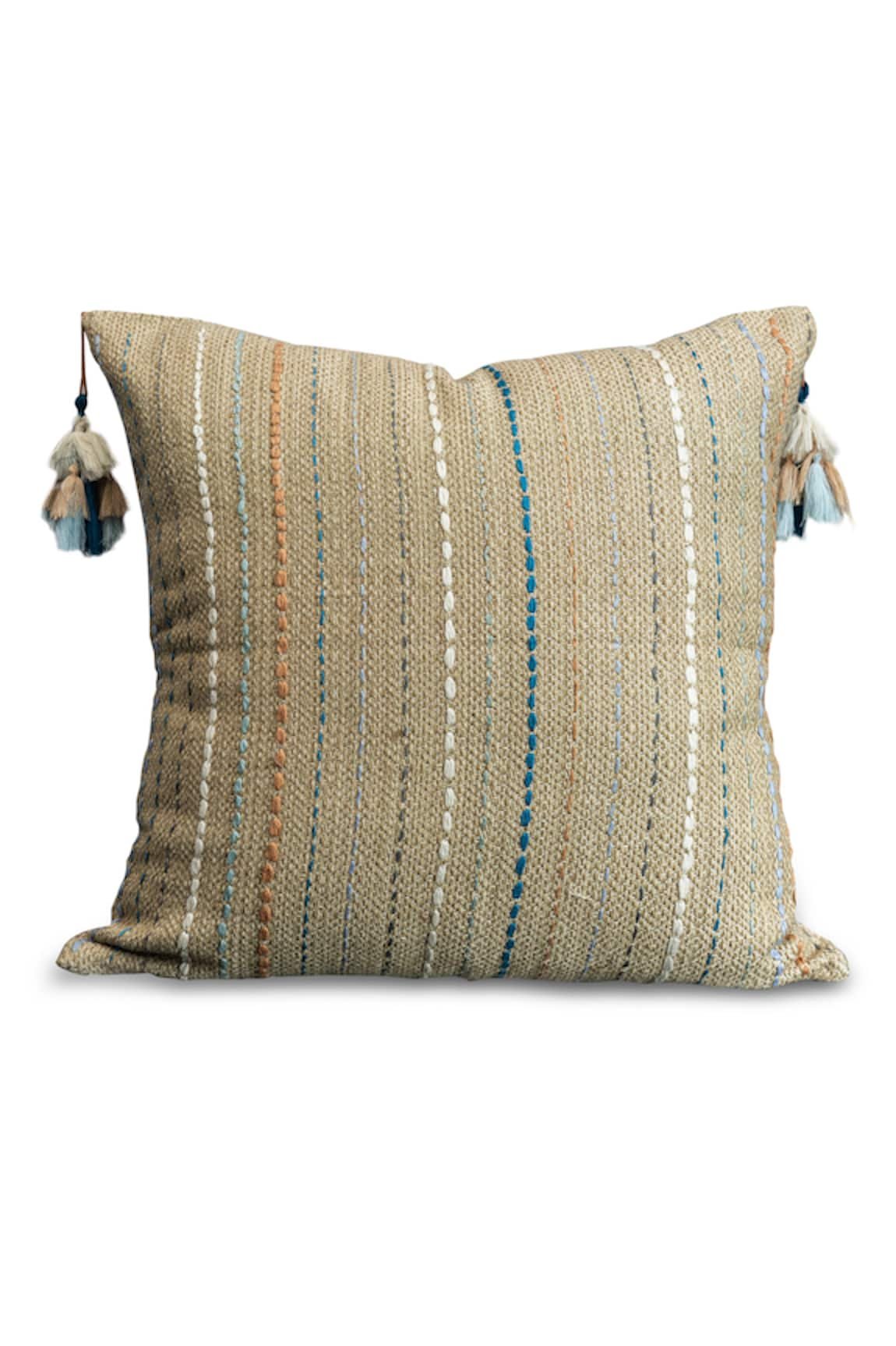 SITTARA WORKZ Lakeer Tassel Bordered Cushion