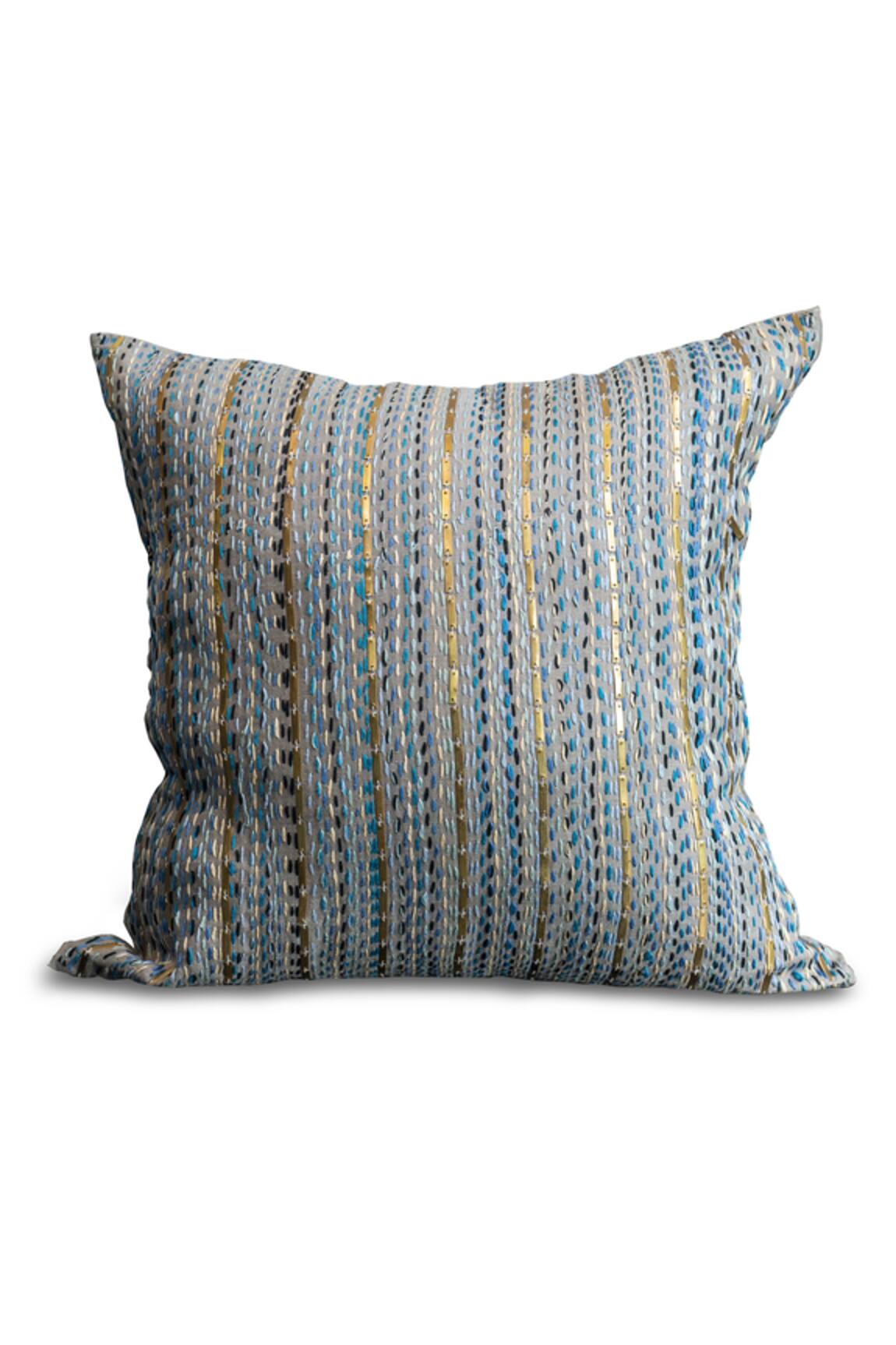 SITTARA WORKZ Lakeer Kantha Embroidered Cushion
