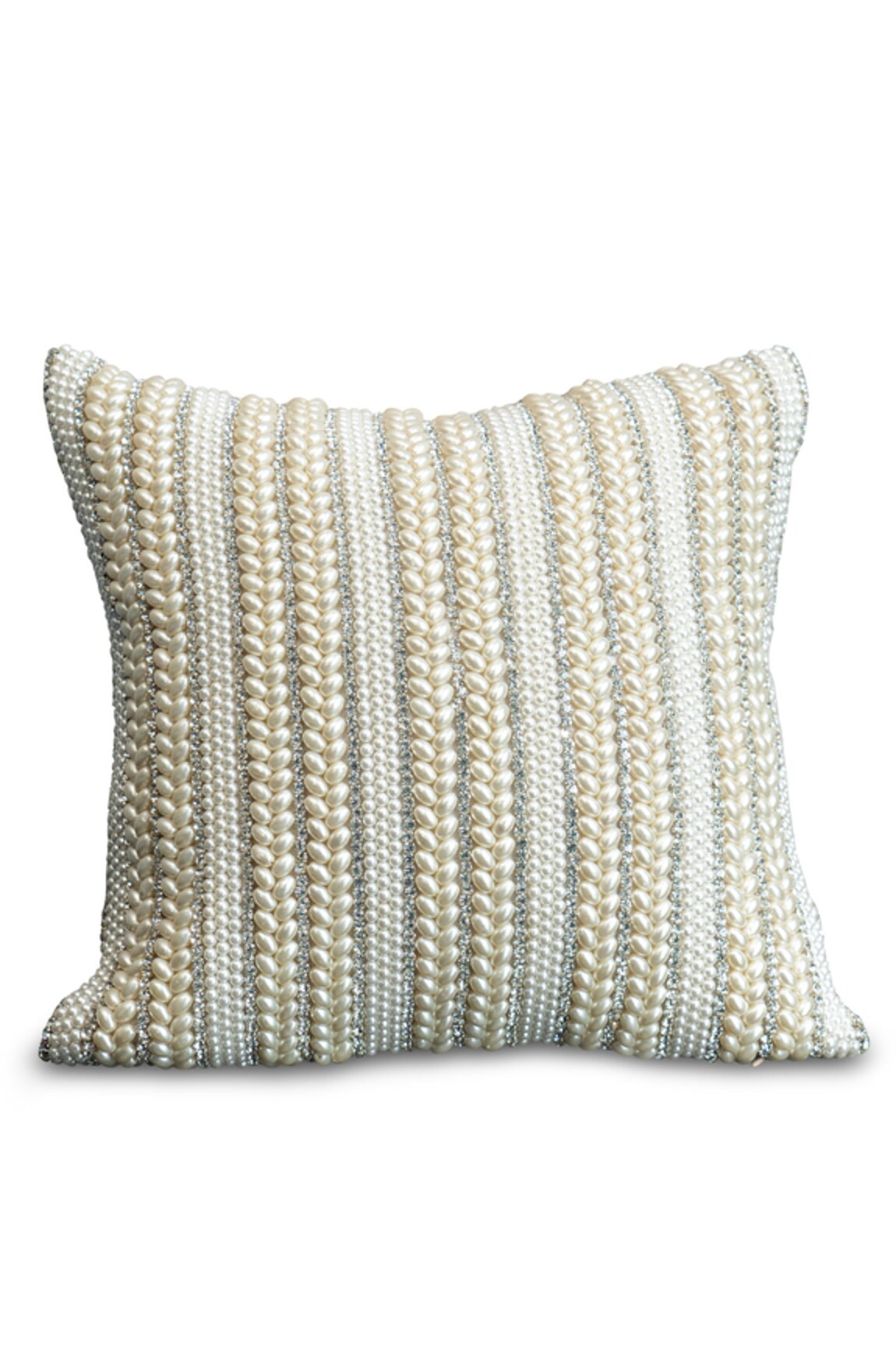 SITTARA WORKZ Moti Stripe Embroidered Cushion