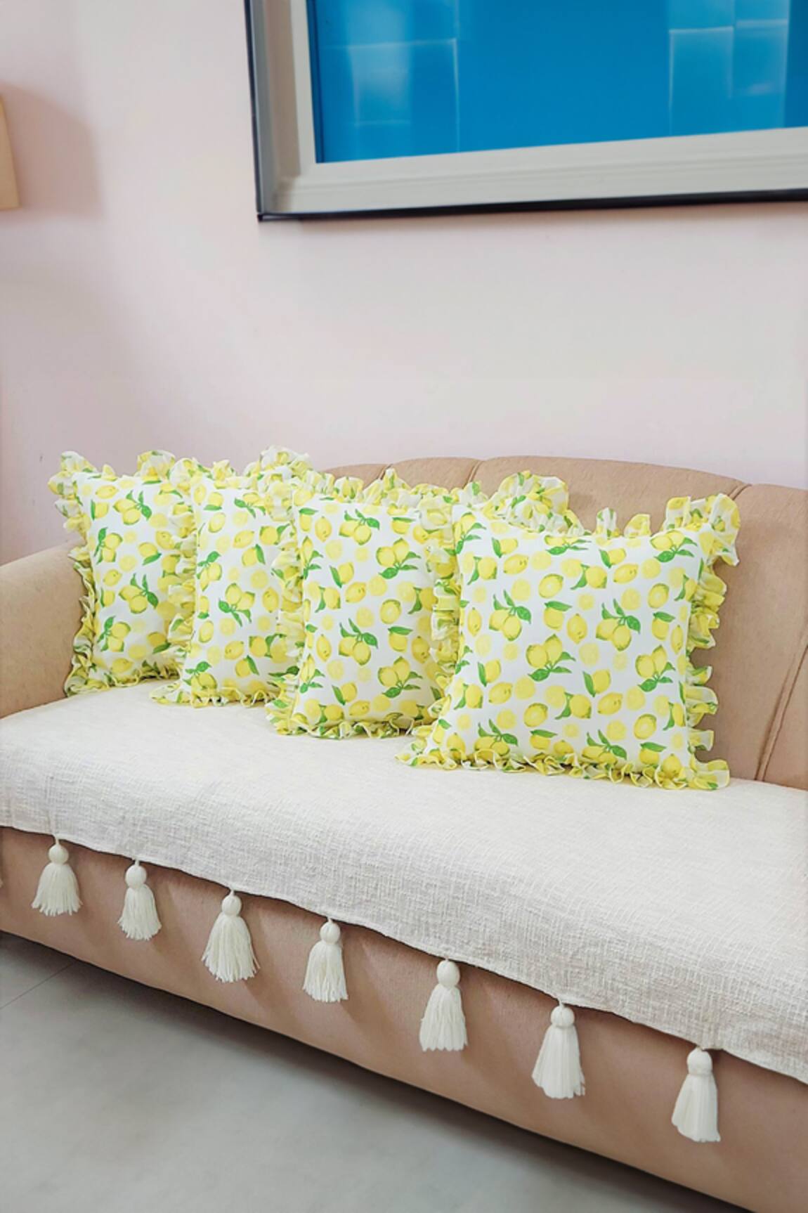 Throwpillow Lemon Print Cushion Cover Single Pc